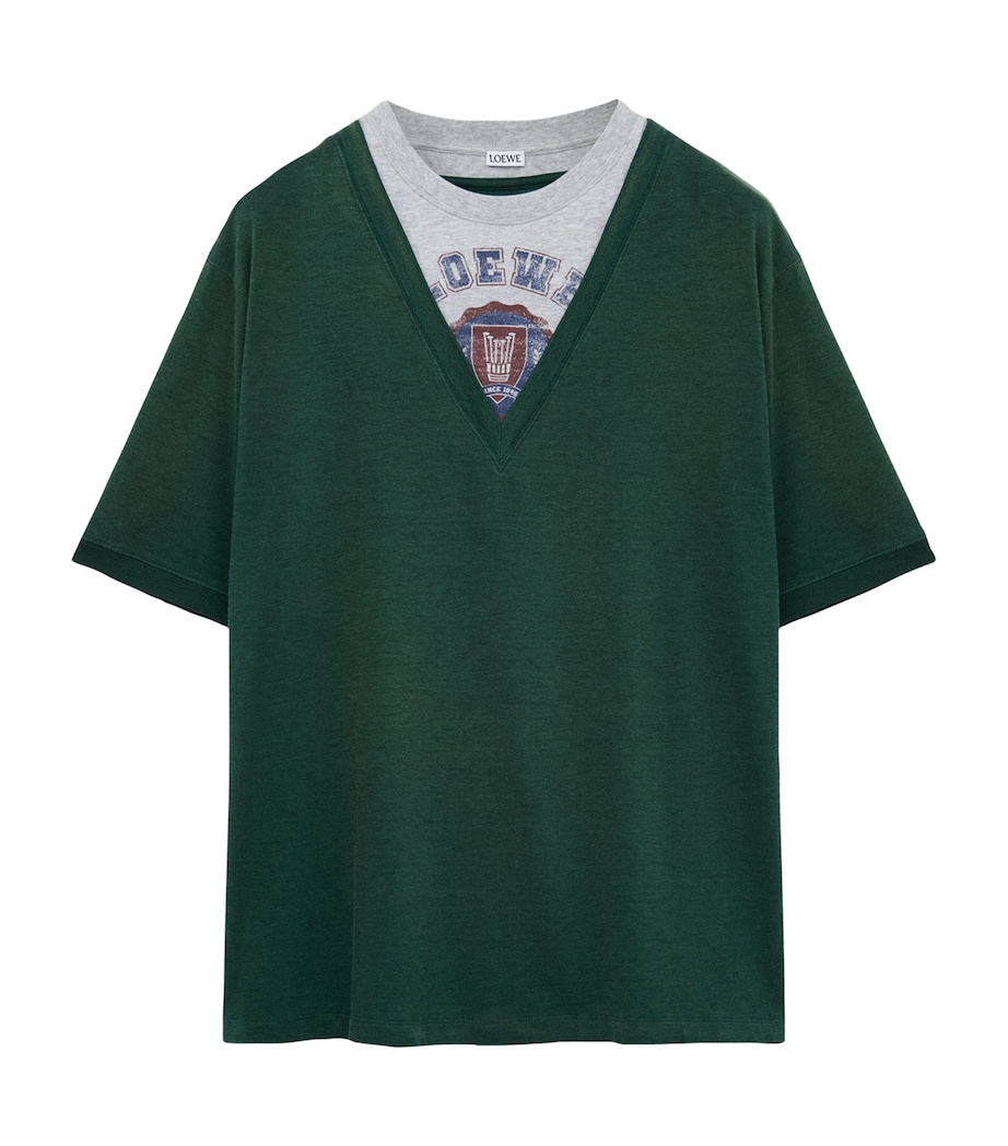 Layered Logo-Print T-Shirt GREEN/GREY Image 1