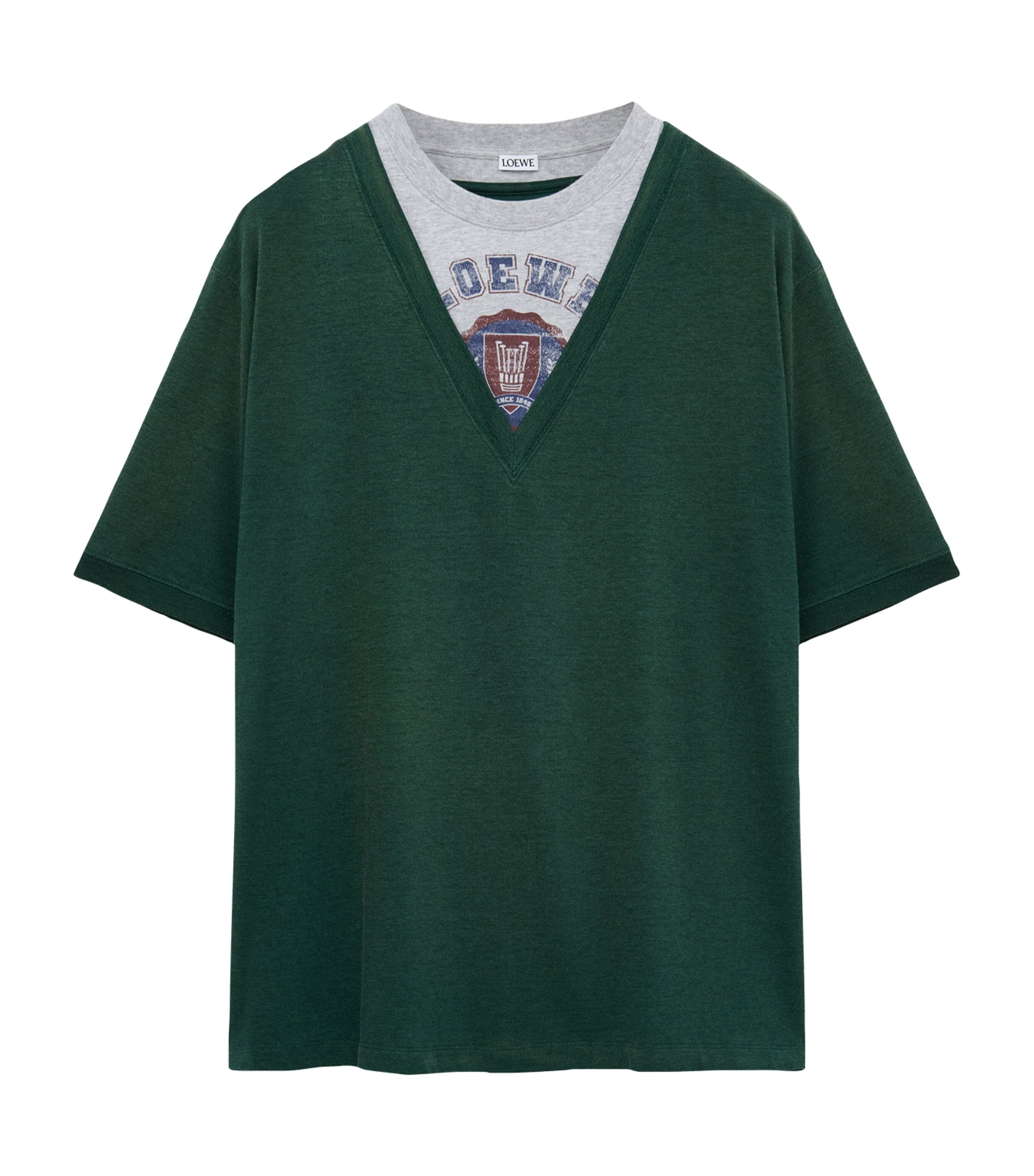 LOEWE Green Layered Logo-Print T-Shirt Harrods BG