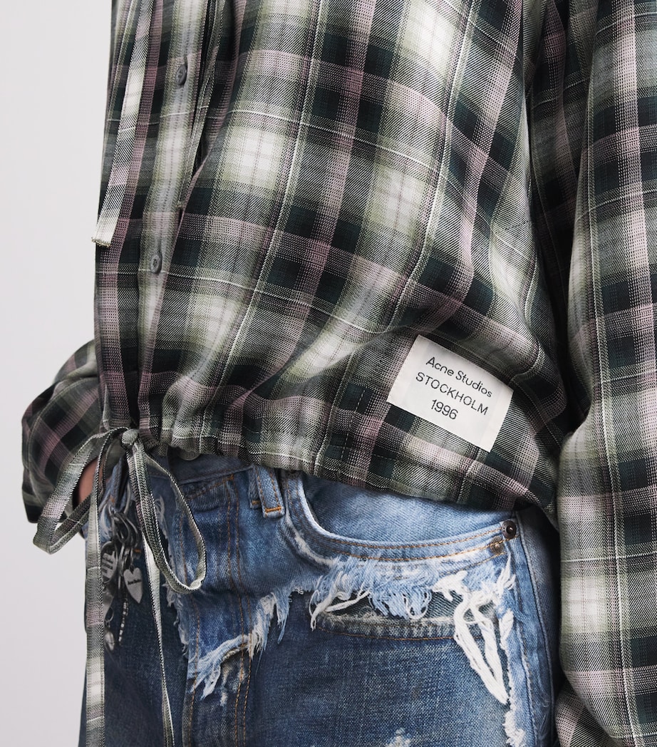 Acne Studios Womens Hooded Check Shirt Aig Black/green Image 3