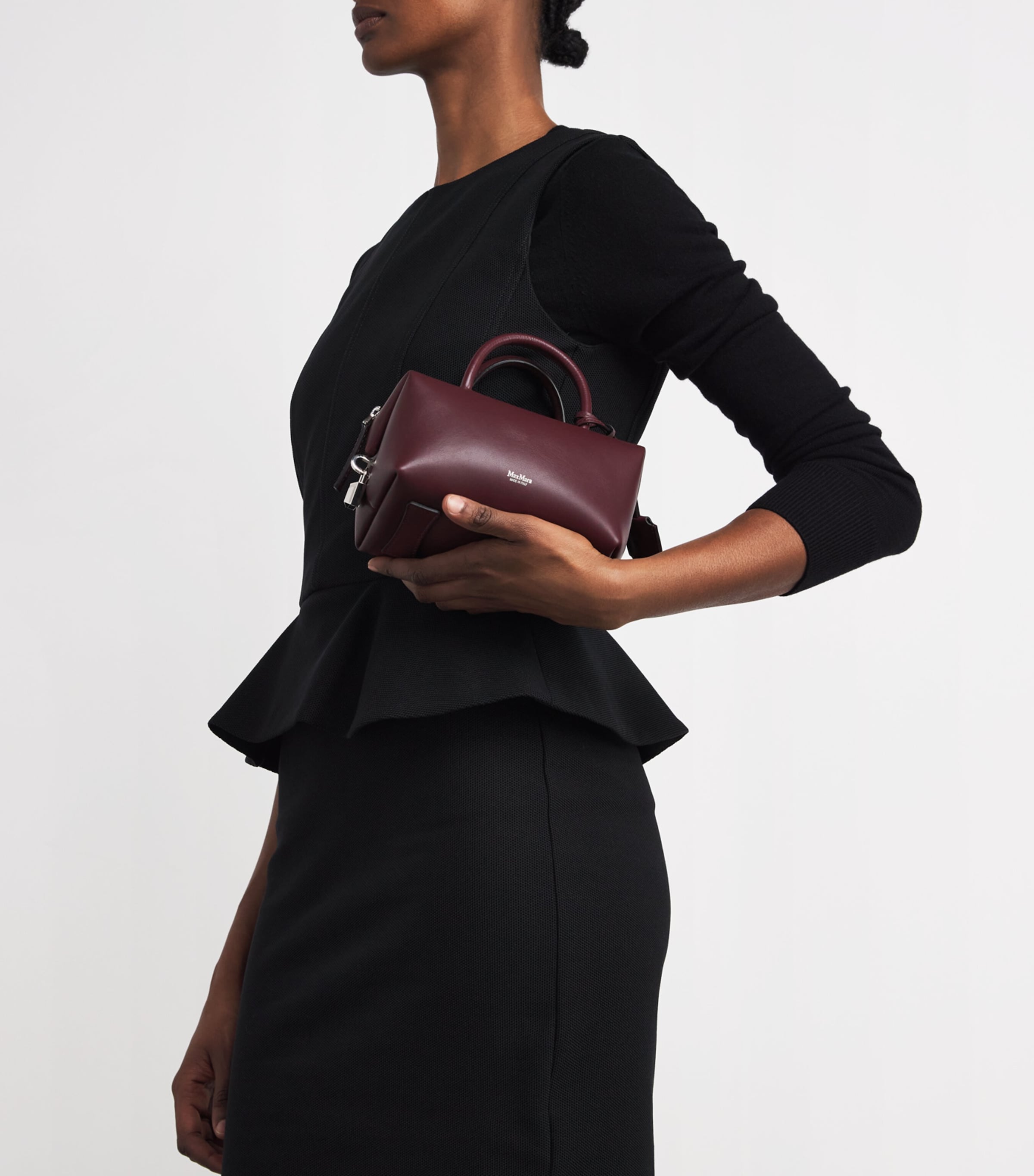 Small Leather Bowler Bag BORDEAUX Image 2