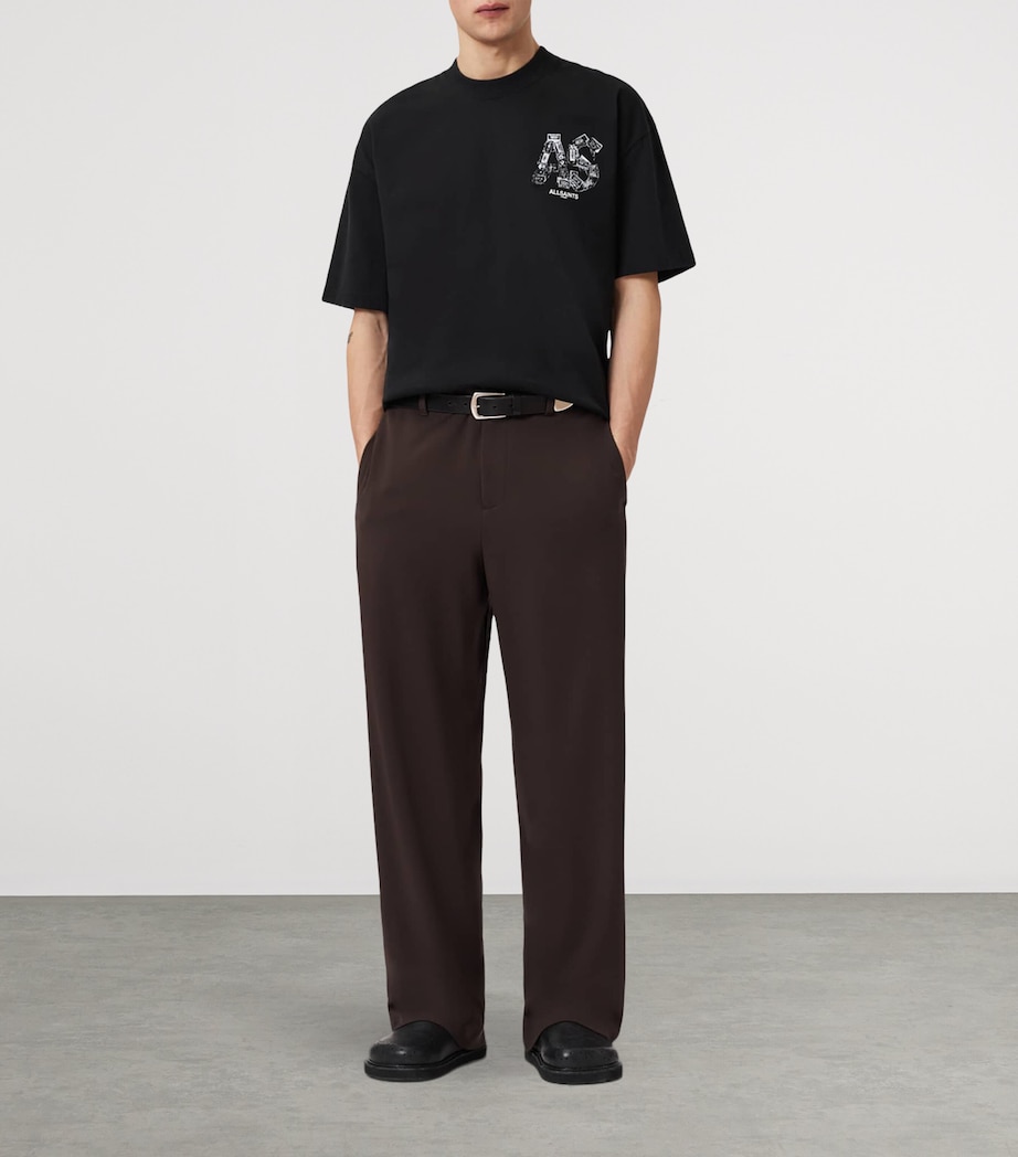 AllSaints Mens Organic Cotton Mixtape T-Shirt Jet Black Image 2