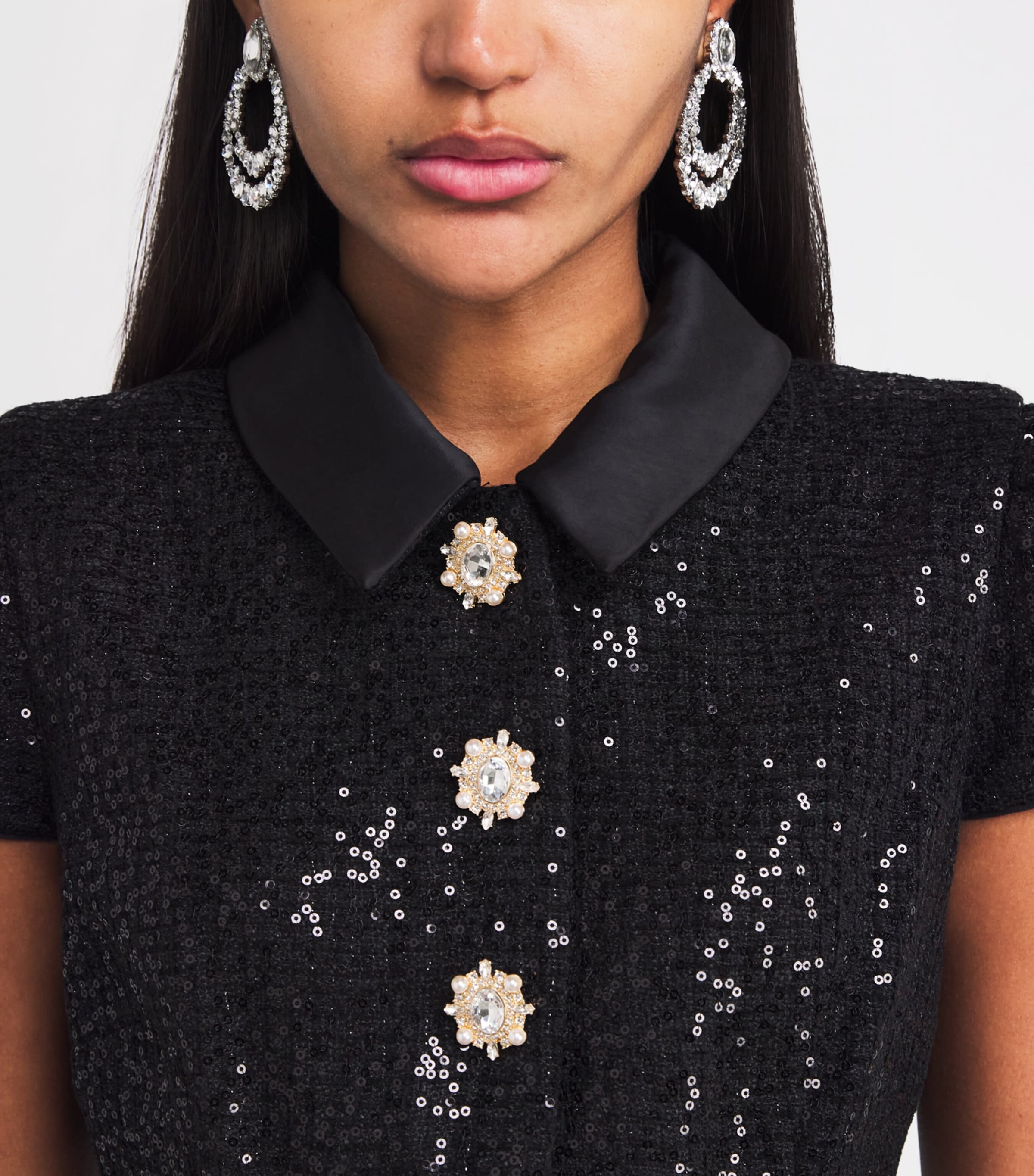 Satin Sequin-Embellished Maxi Dress BLACK Image 6