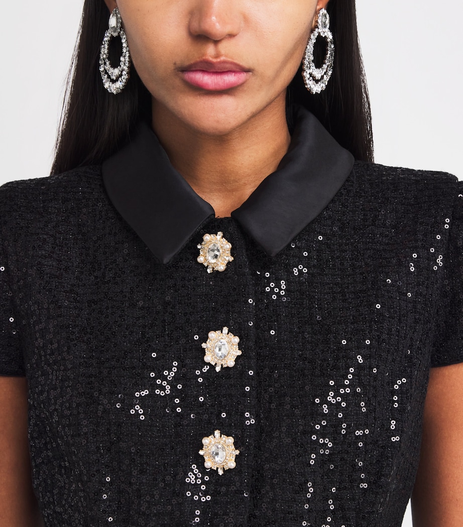 Satin Sequin-Embellished Maxi Dress BLACK Image 6