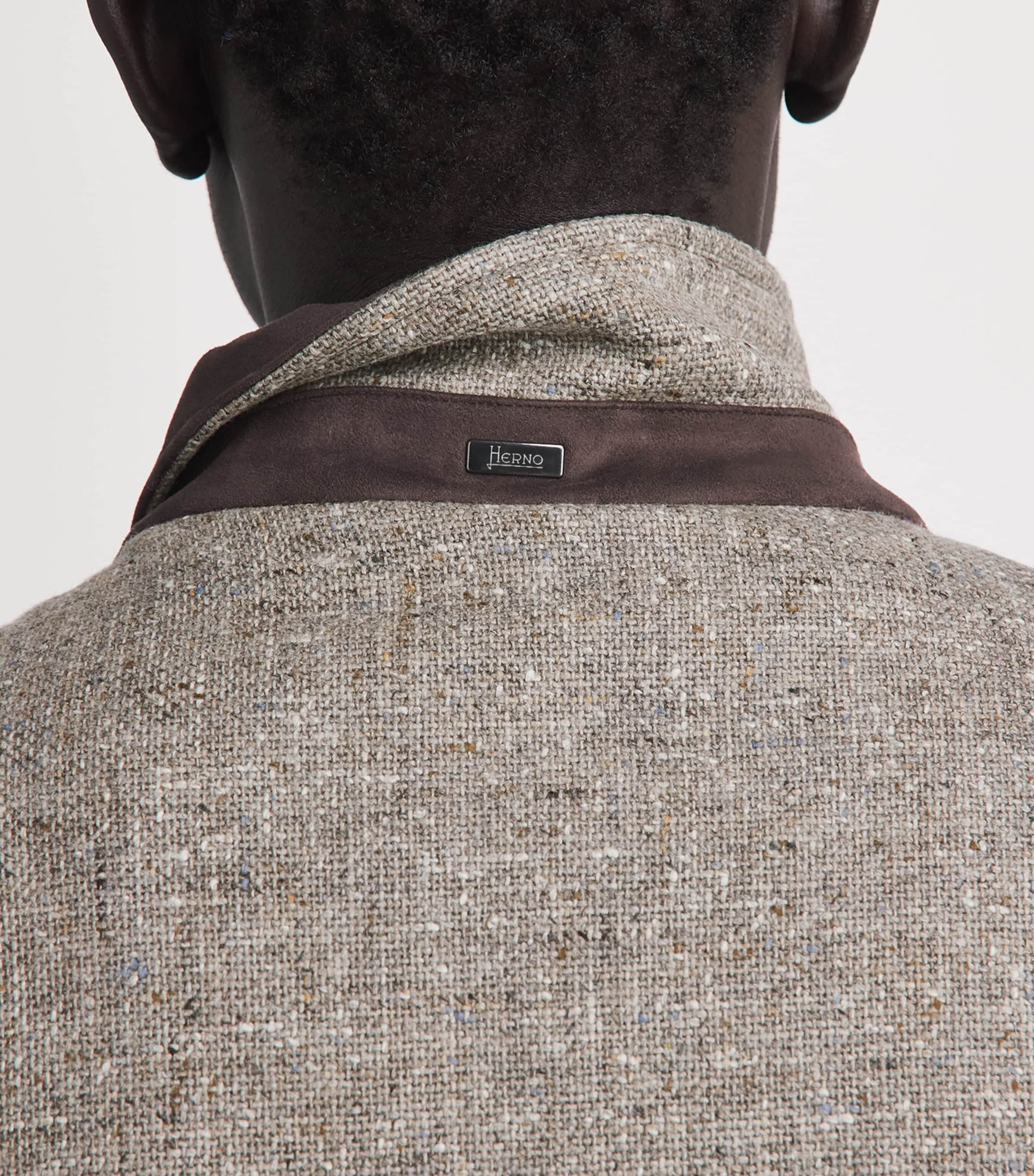 Herno Mens Wool Hybrid High-Neck Jacket Taupe Image 3