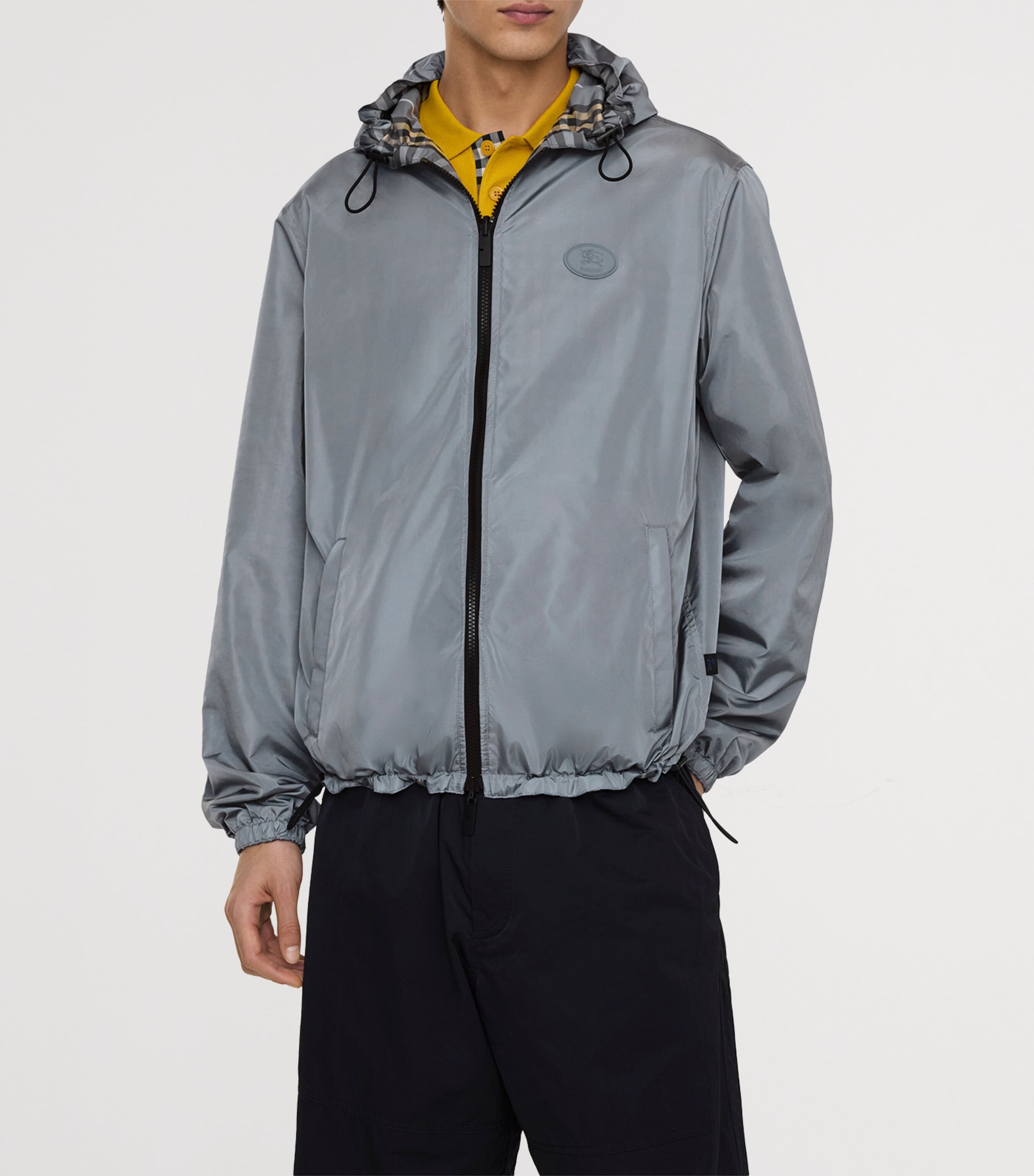 Burberry Mens Reversible Check Print Jacket Wave Blue Ip Check Image 2