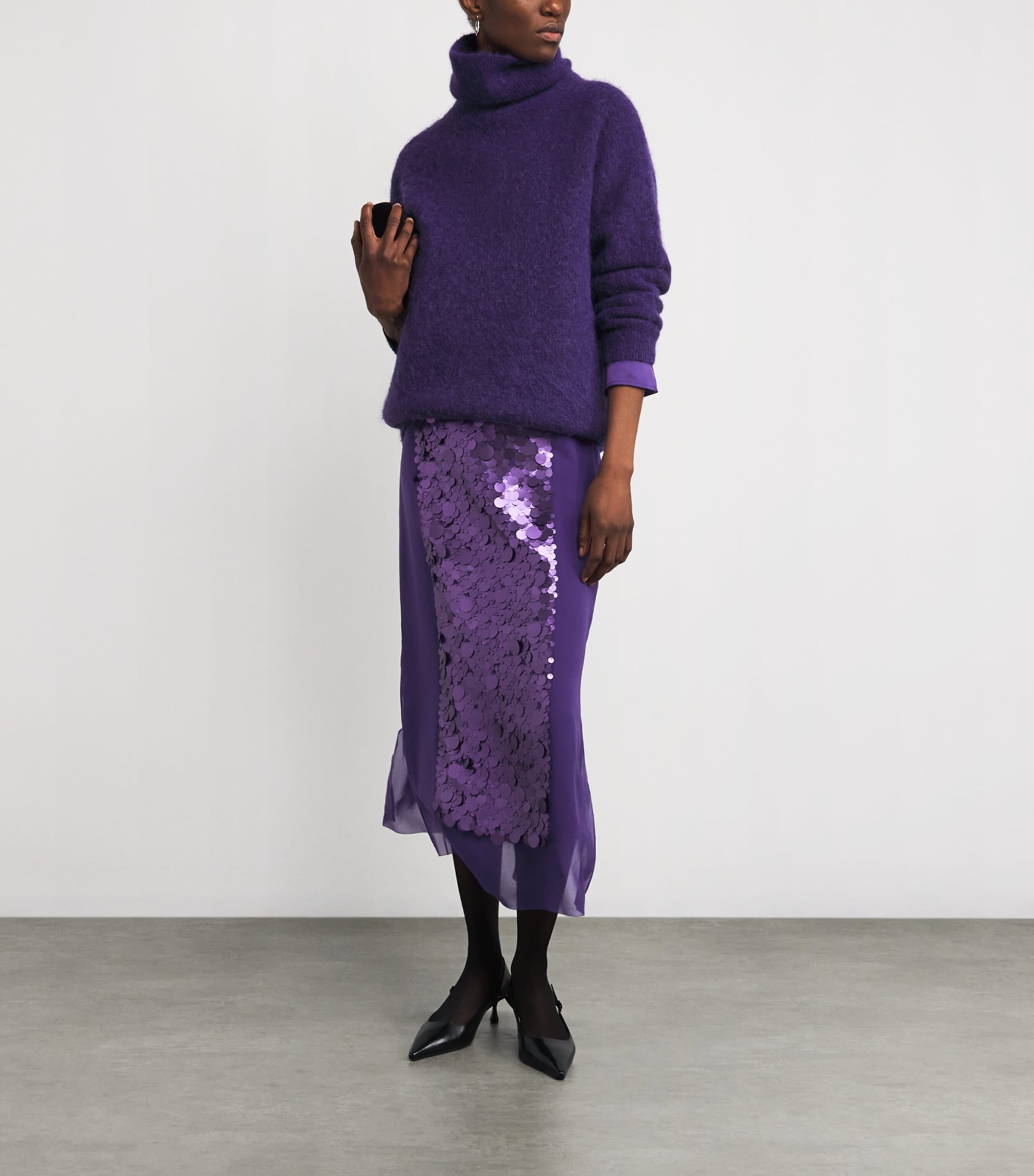 Chiffon Embellished Cambo Midi Skirt VIOLET Image 2