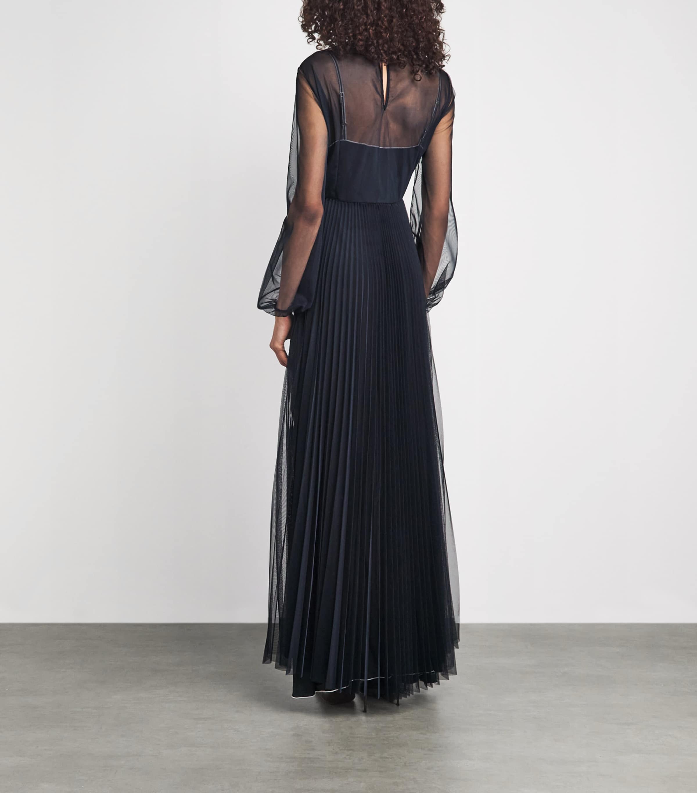 Fabiana Filippi Womens Tulle Pleated Maxi Dress Blu Notte Image 4