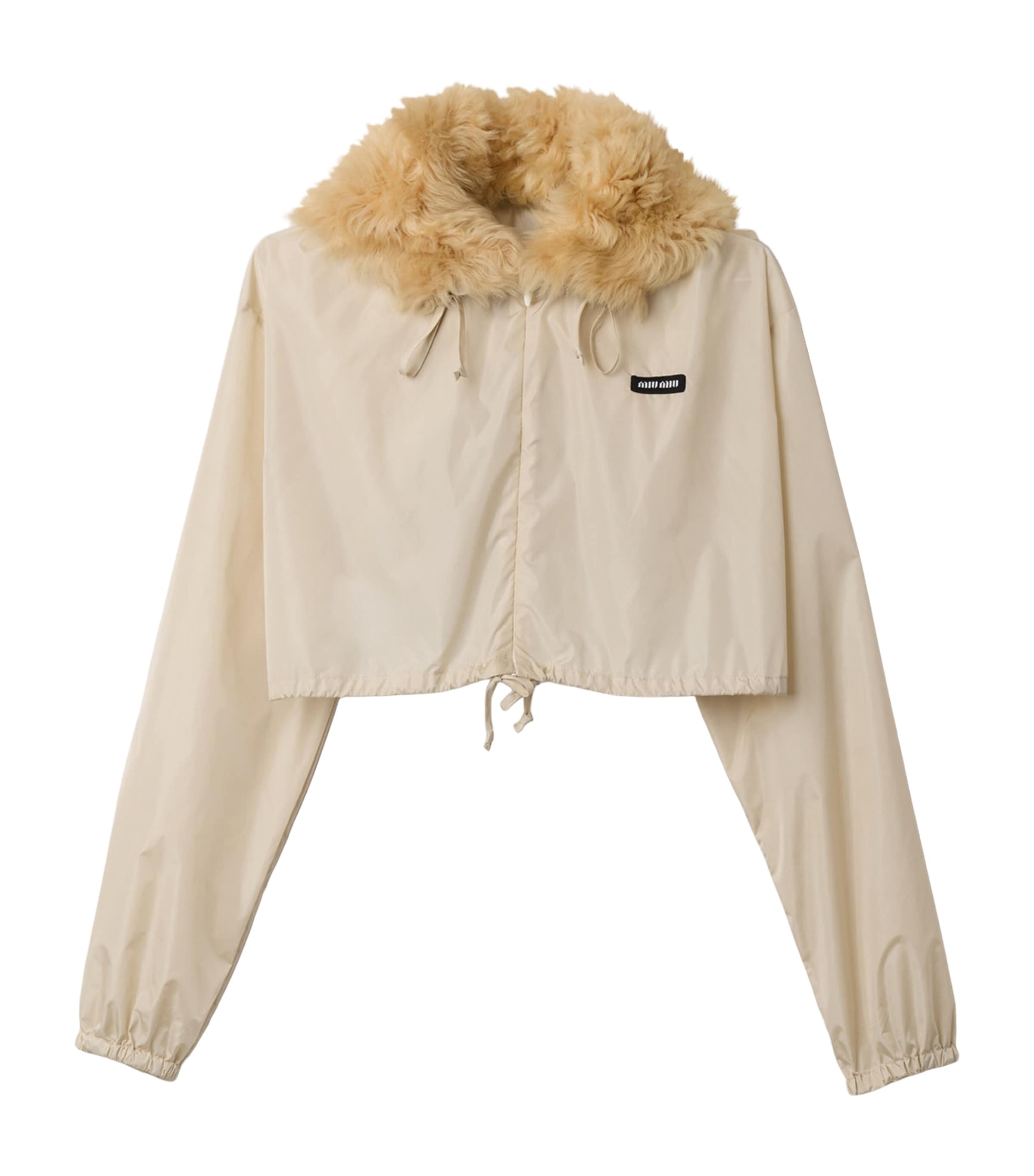 Miu Miu Womens Technical Fabric-Shearling Jacket Neutral Image 1