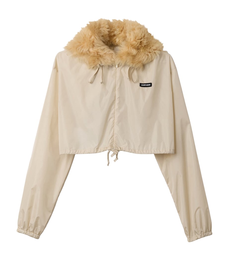 Miu Miu Womens Technical Fabric-Shearling Jacket Neutral Image 1