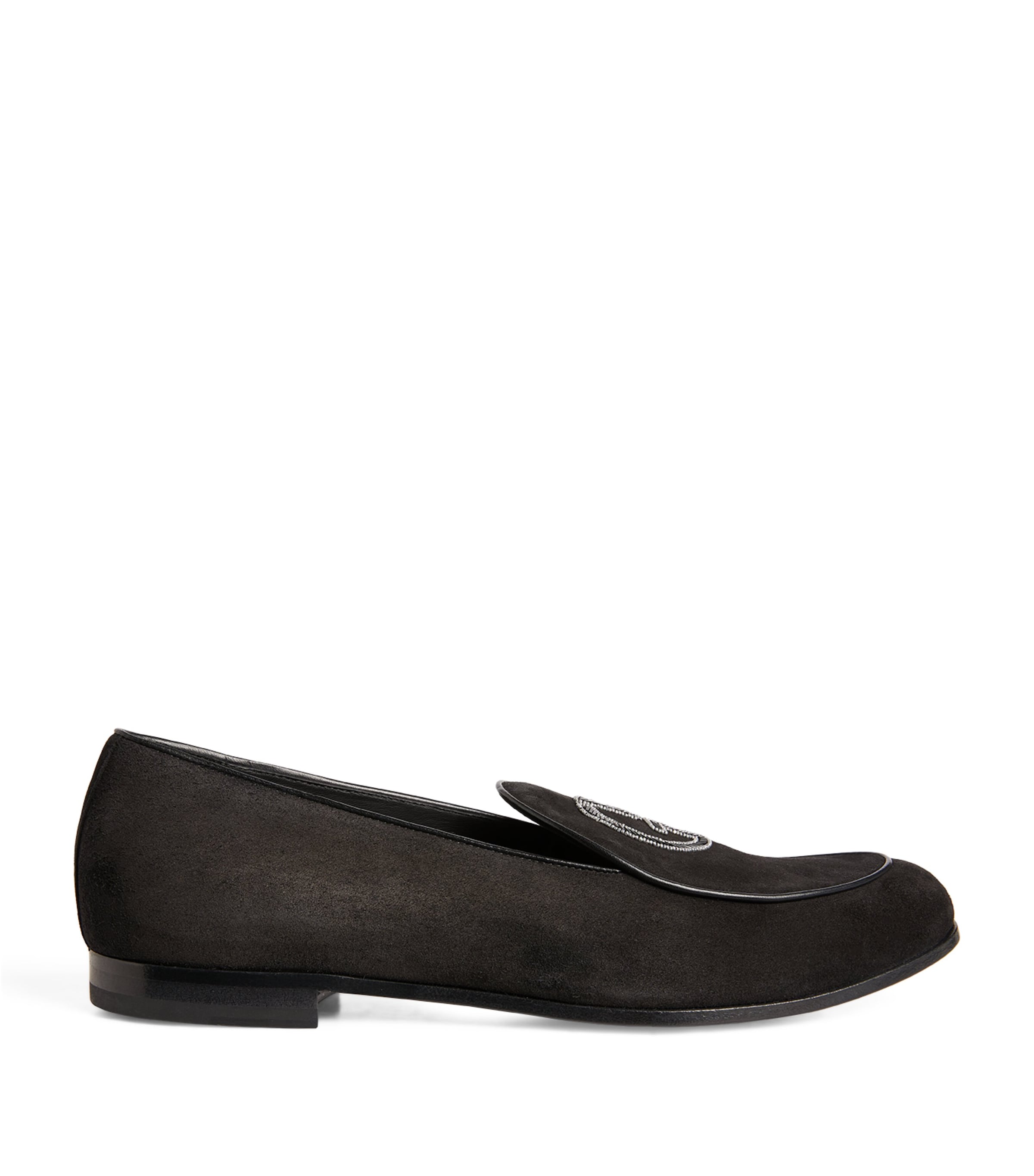 Shop Giorgio Armani Leather Beaded Mocassins In Black