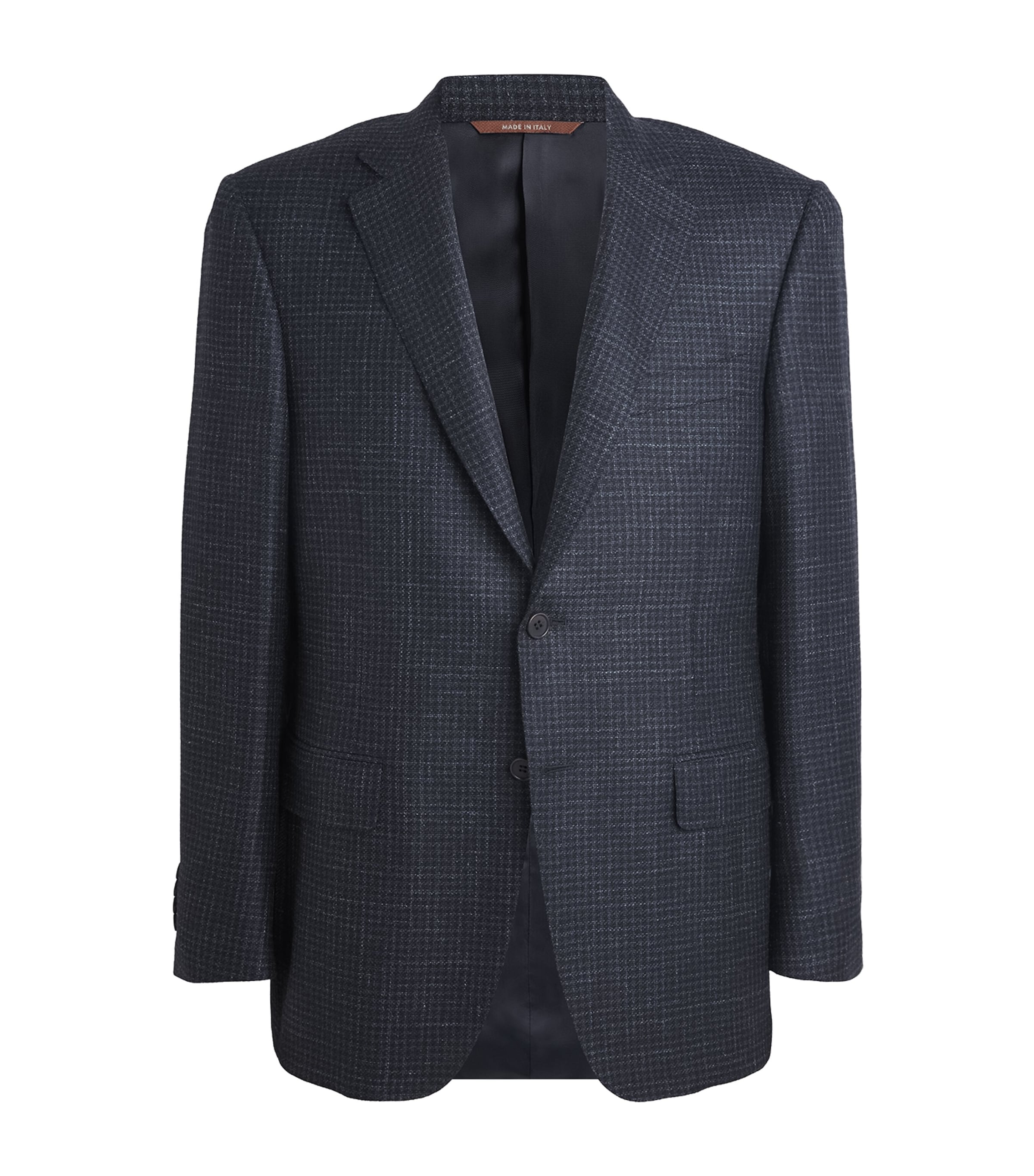 Shop Canali Wool-silk-linen Jacquard Blazer In Navy