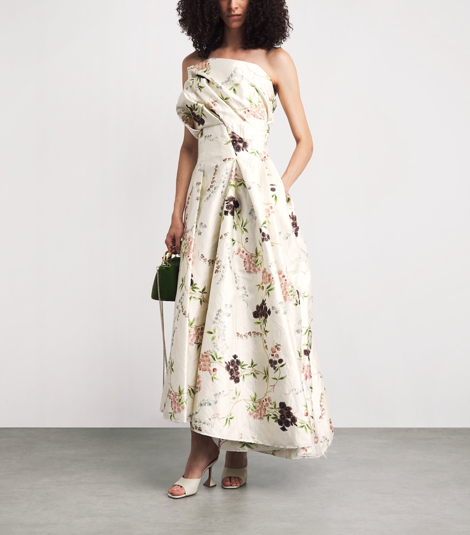Erdem Womens Satin Floral Print Cloud Midi Dress Frnch Chntz Mlti Wte Image 2