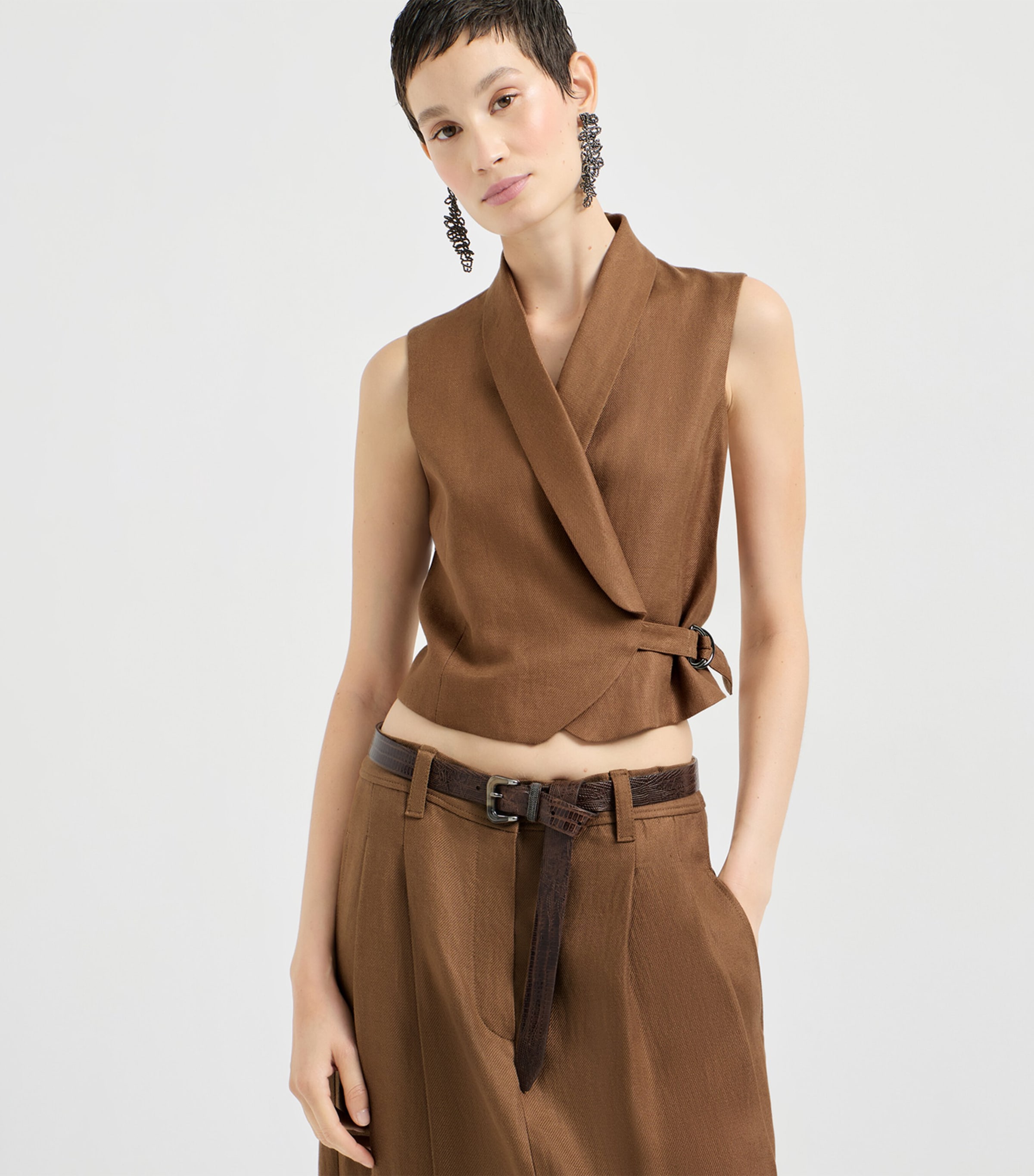 Linen Shawl-Lapel Waistcoat C9850 Image 2