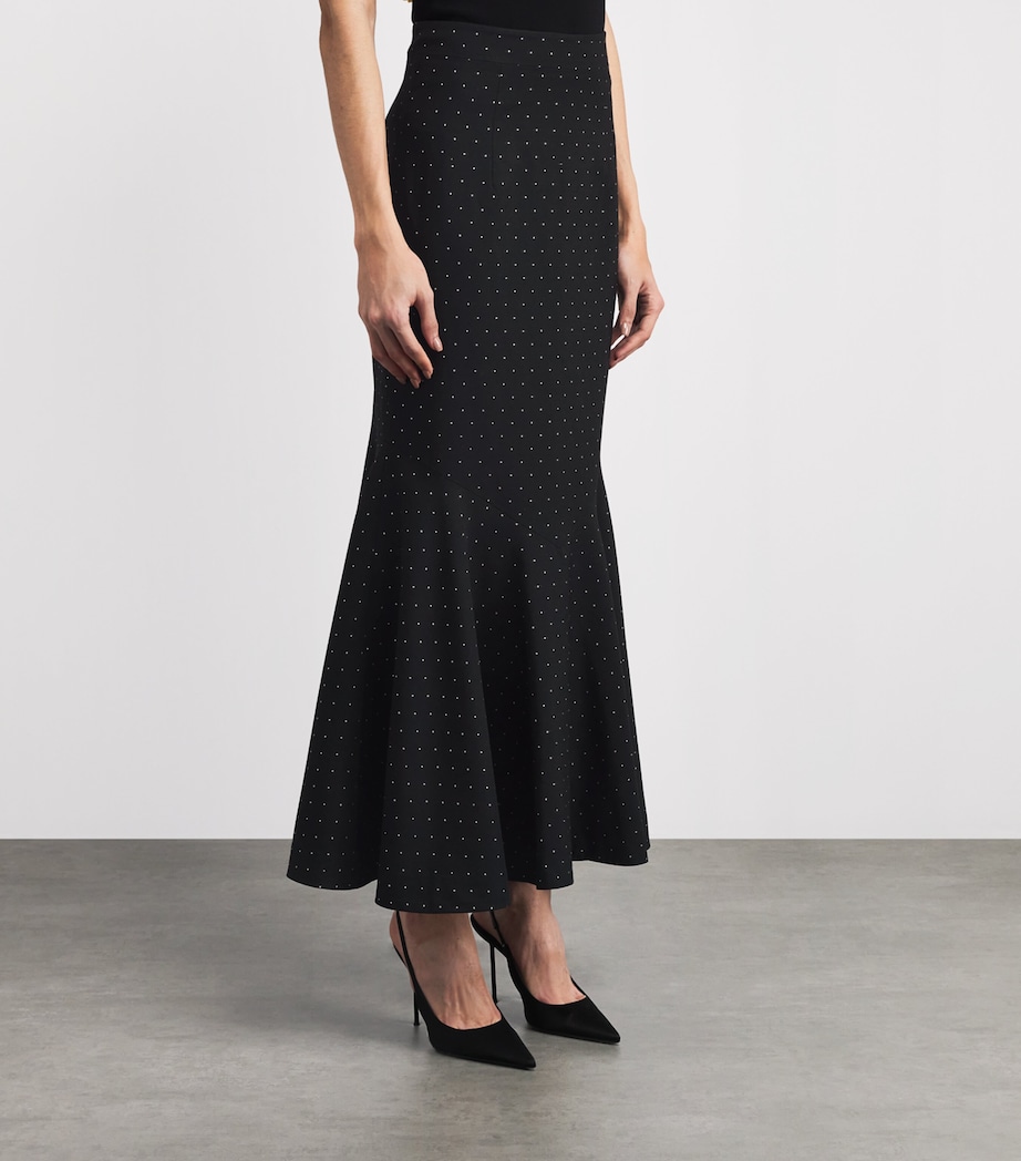 Huishan Zhang Womens Wool-Blend Charly Maxi Skirt Black Polka Dot Image 4