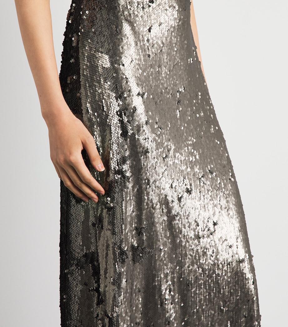 L'Agence Womens Sequin Sayla Gown Smol Smokey Olive Image 5