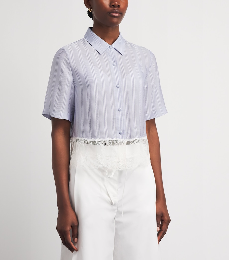 FRAME Womens Silk The Stripe Lace Shirt Chambray Multi Image 4