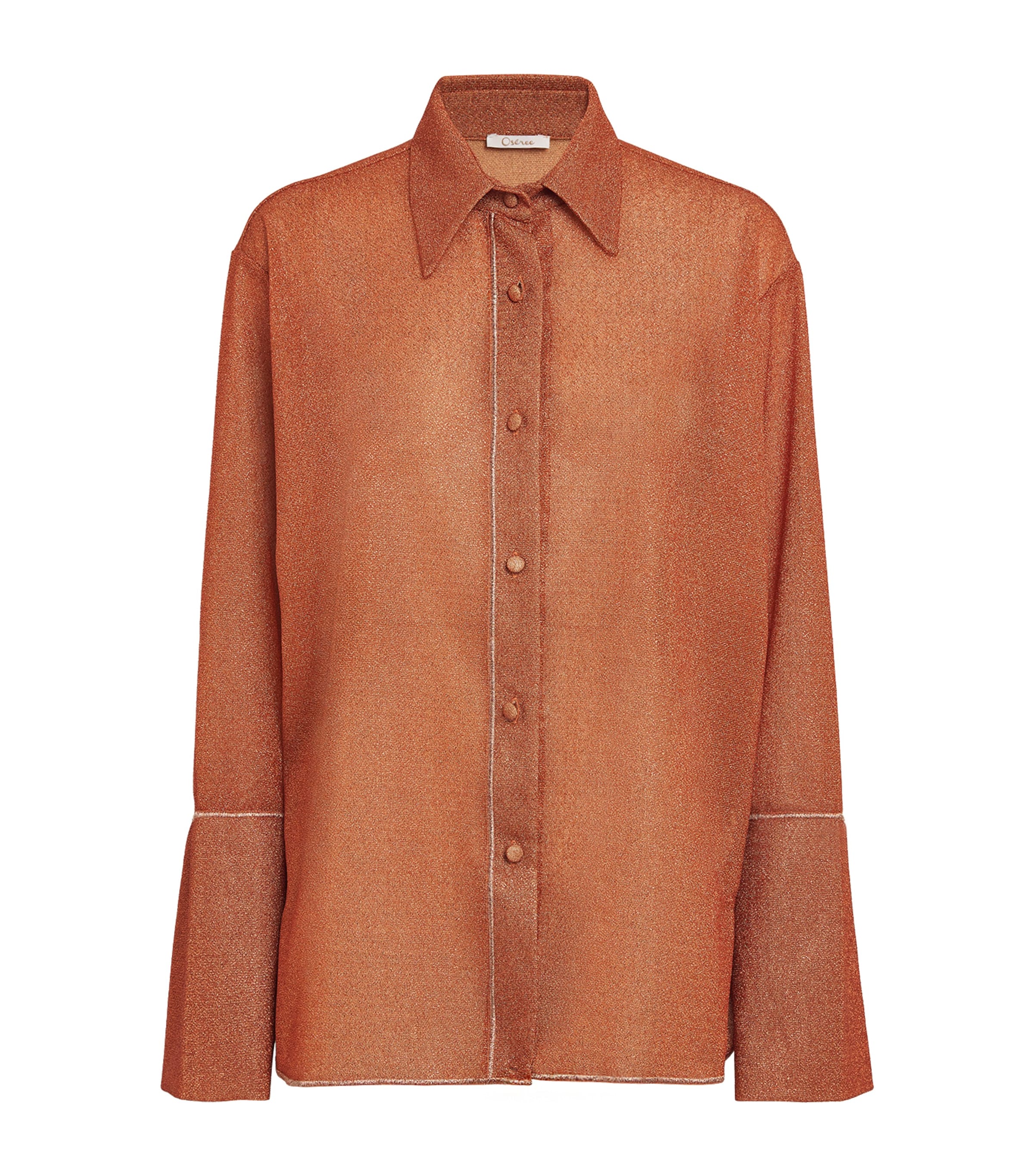 Oseree Shiny Buttoned Shirt In Brown