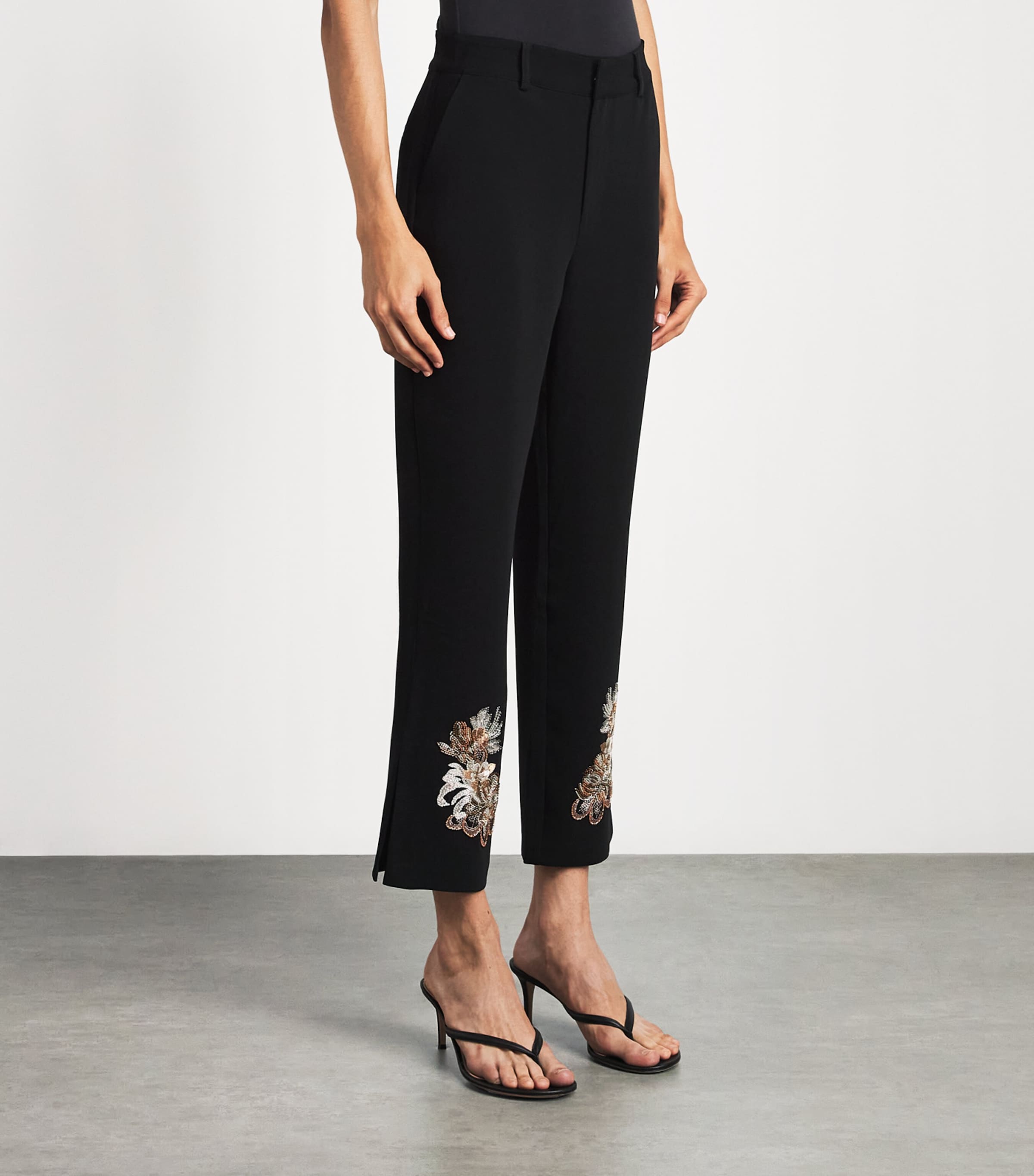 Cinq A Sept Womens Beaded Kerry Trousers Black/neutral Multi Image 4