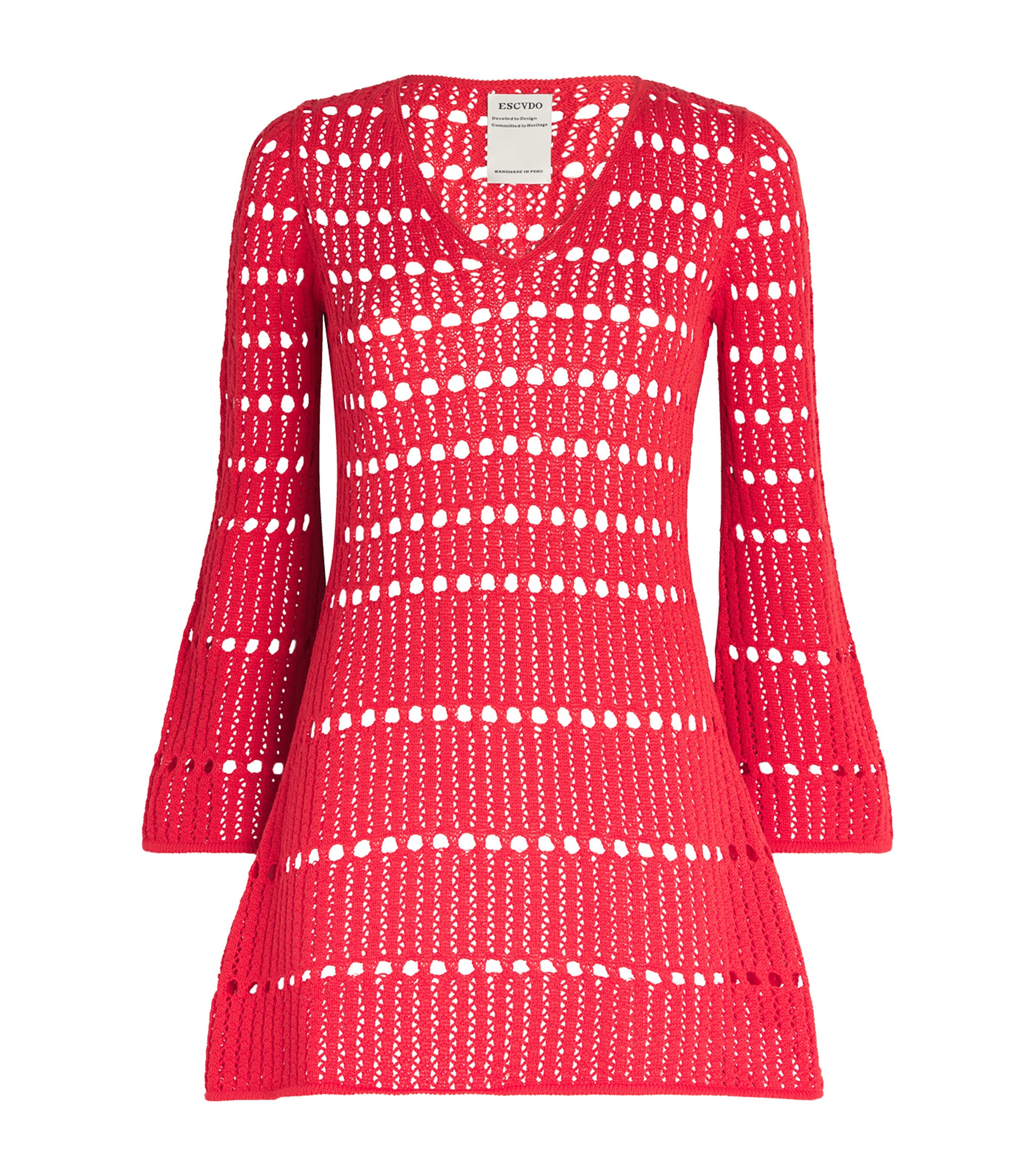 ESCVDO Womens Cotton Knitted Mishi Mini Dress Red Image 1