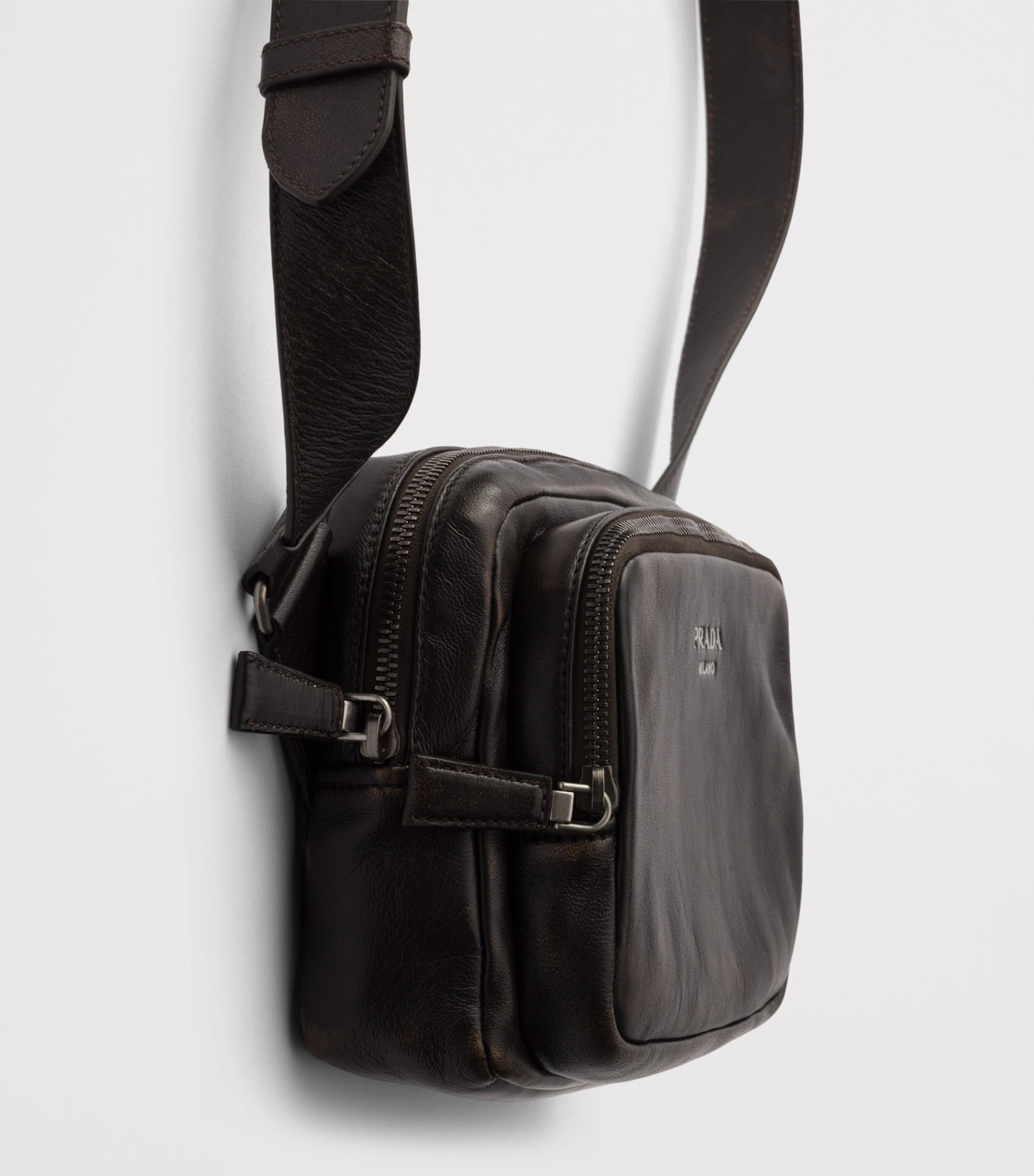 Prada Leather Cross-Body Bag Brown Image 7