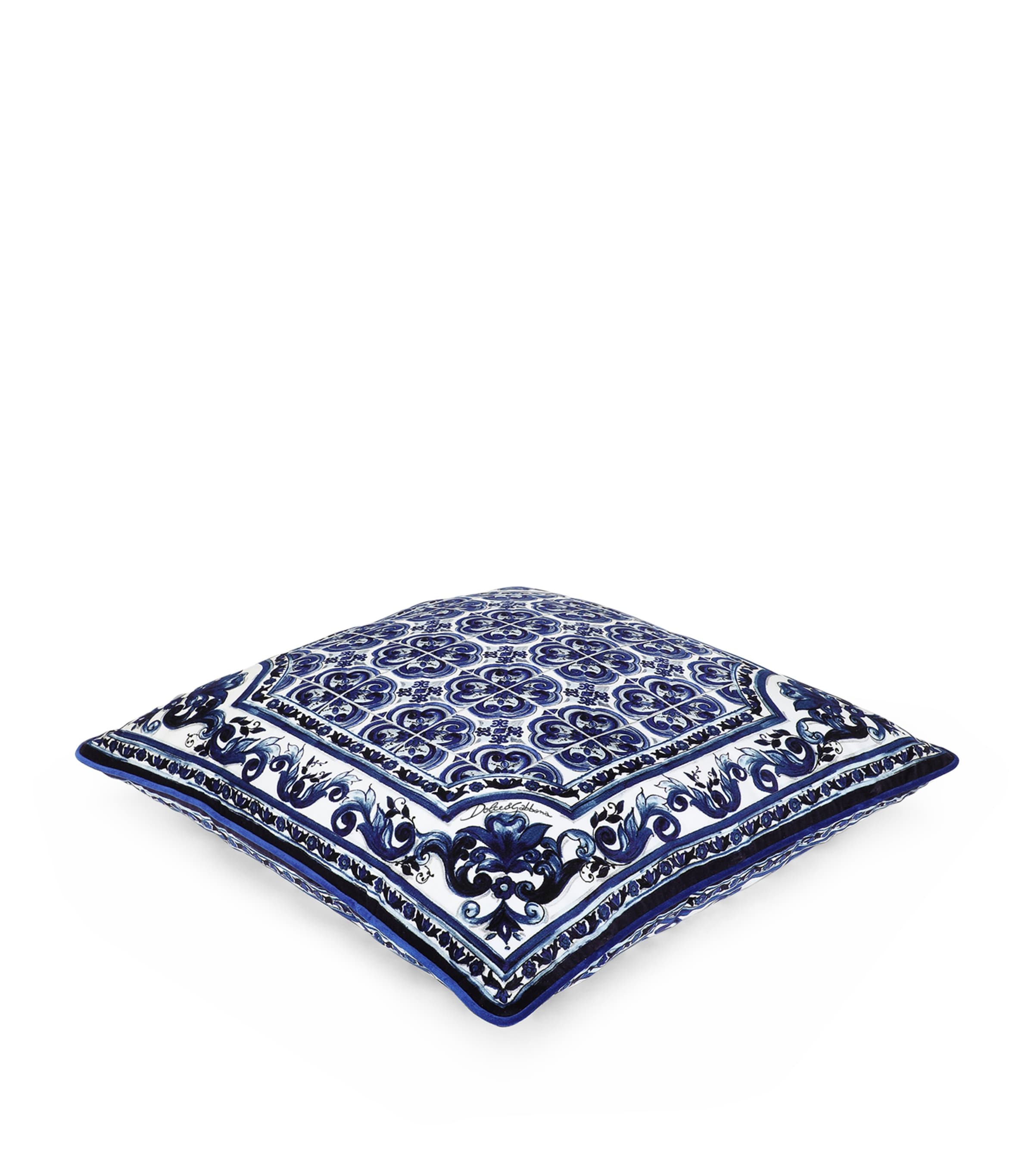 Dolce&Gabbana Casa Silk Blu Mediterraneo Cushion (60cm x 60cm) Maiolica Blu M Image 2