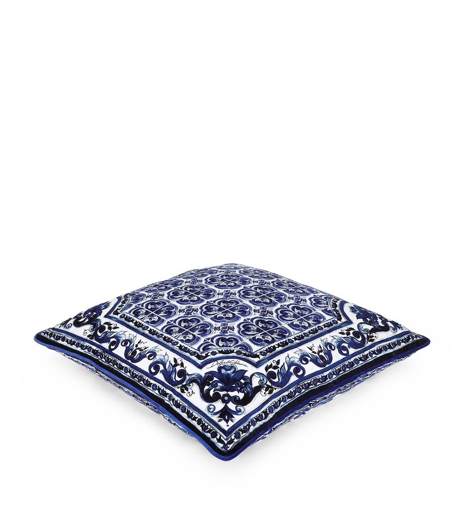 Dolce&Gabbana Casa Silk Blu Mediterraneo Cushion (60cm x 60cm) Maiolica Blu M Image 2