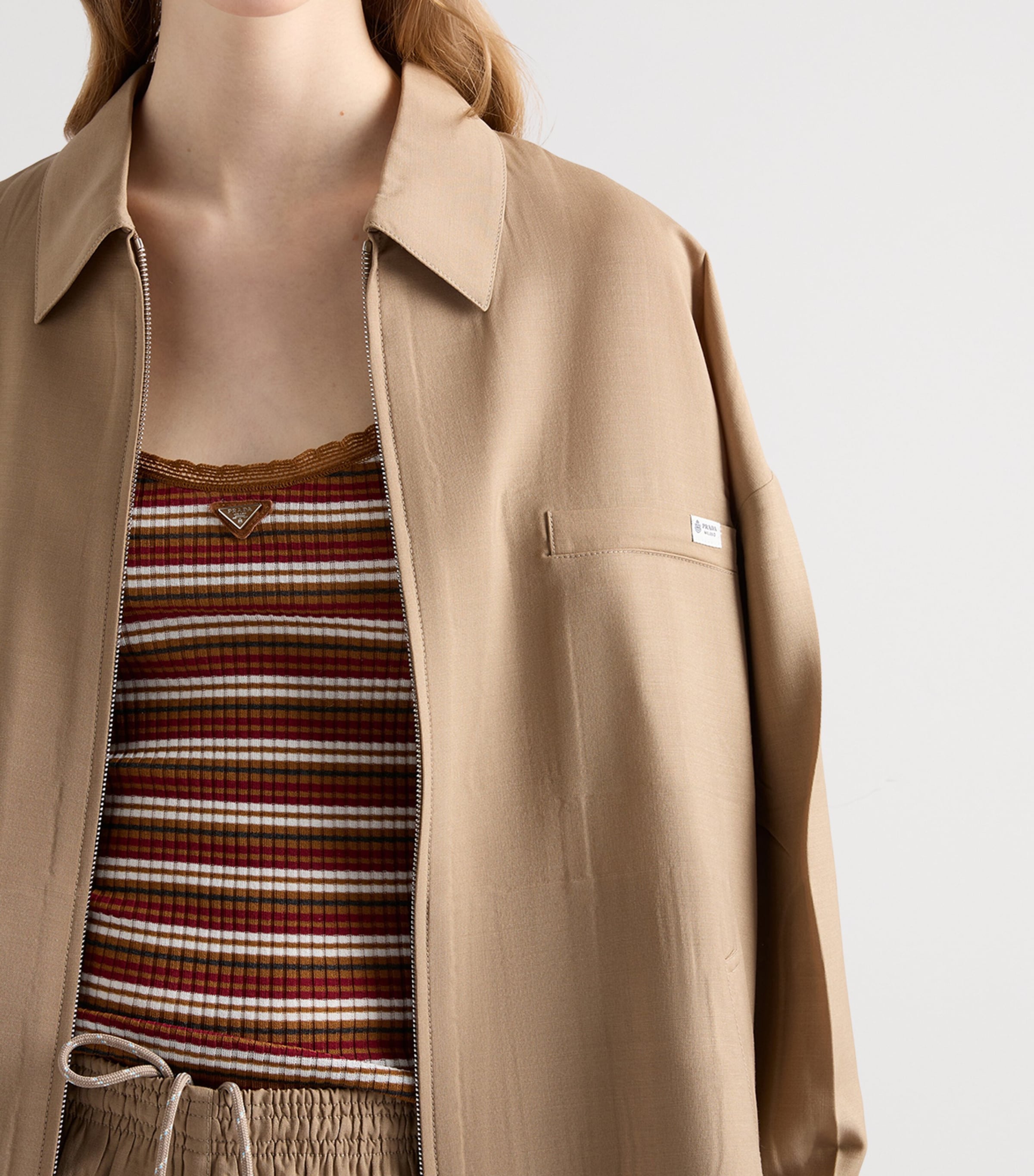 Prada Womens Wool-Mohair Tailored Jacket Brown Image 6