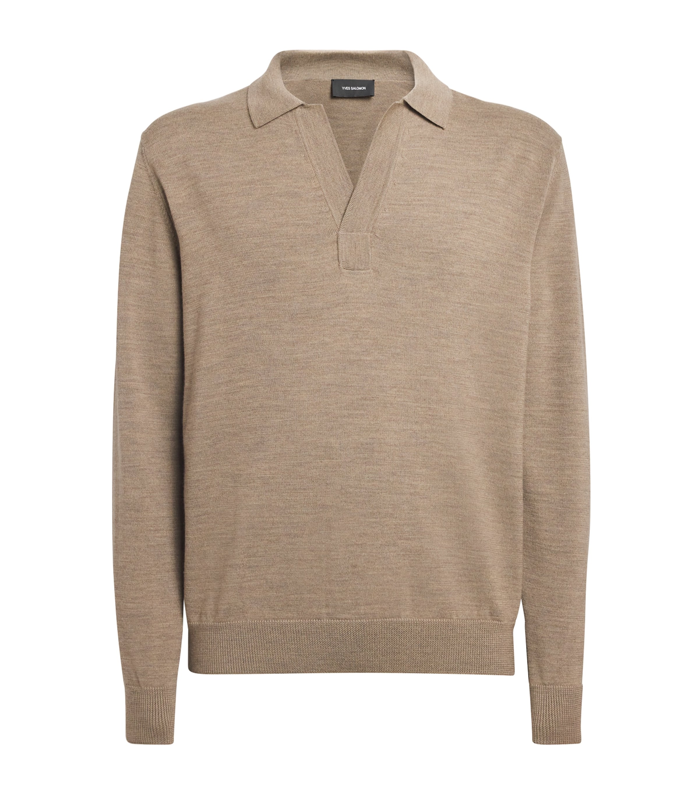 Yves Salomon Mens Wool Open-Collar Polo Shirt Corinthe Image 1