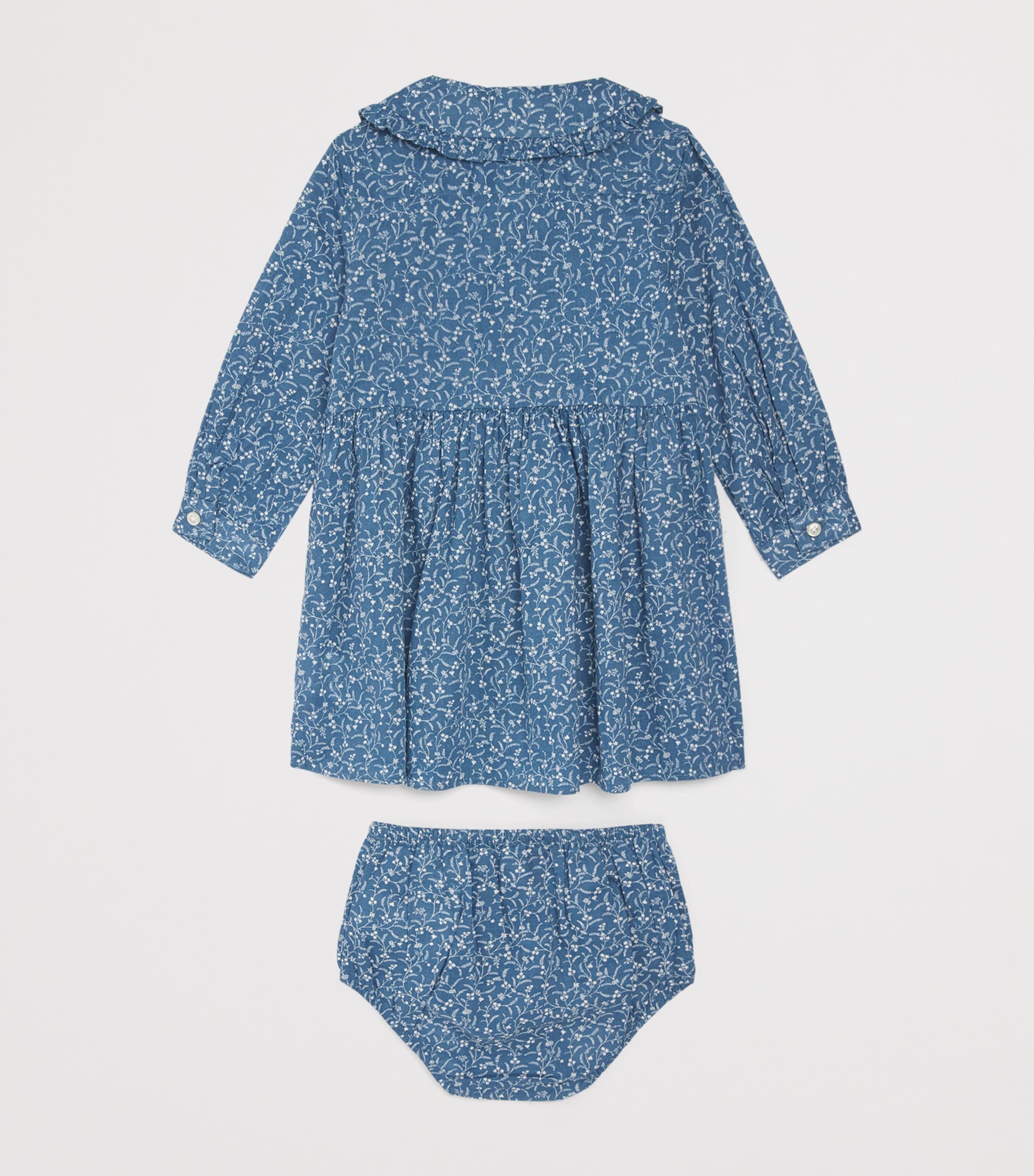 Ralph Lauren Kids Cotton Printed Dress (3-24 Months) Prolyn Floral Blue Image 2