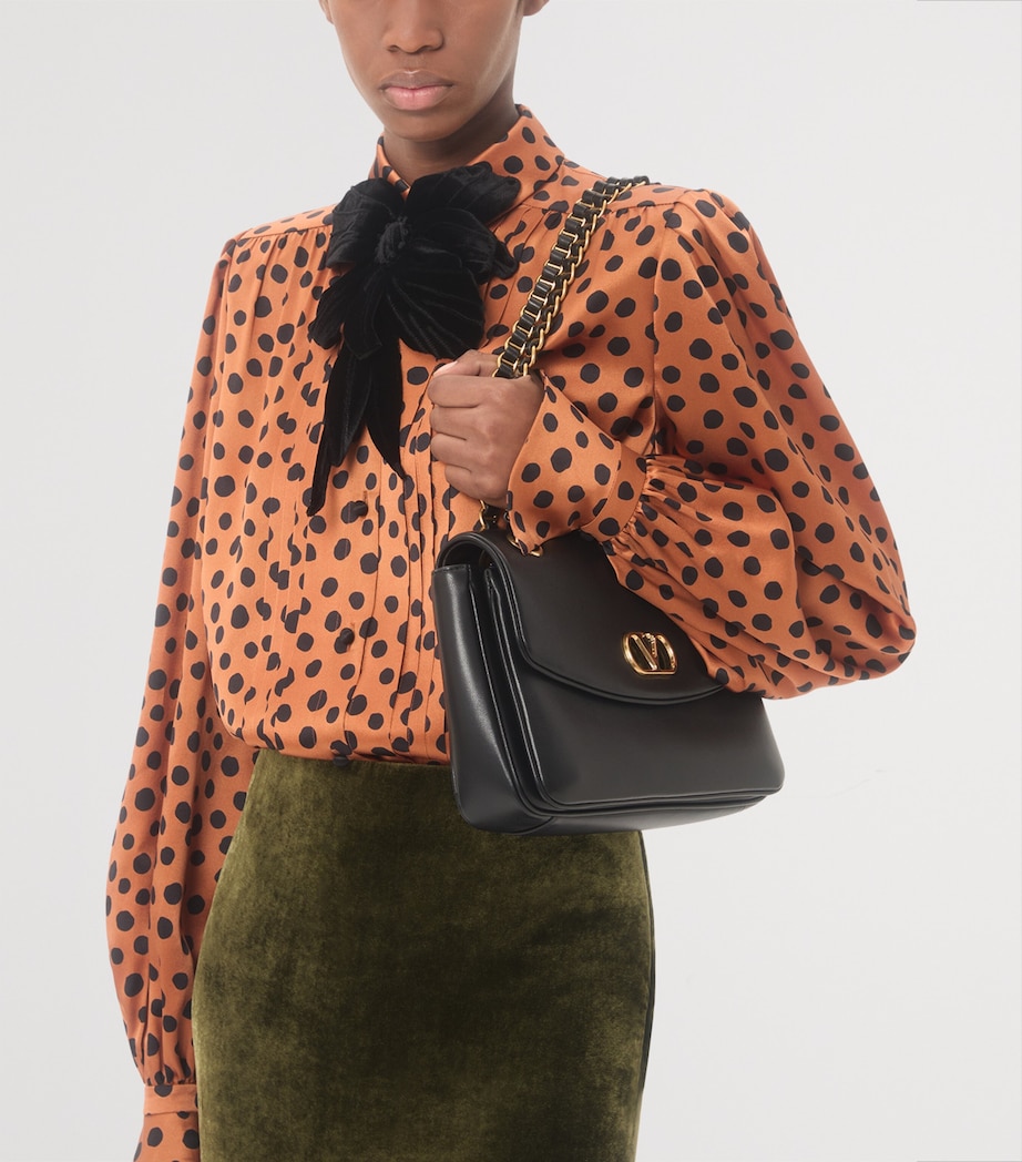 Valentino Womens Silk Polka-Dot Embroidered Blouse Image 6