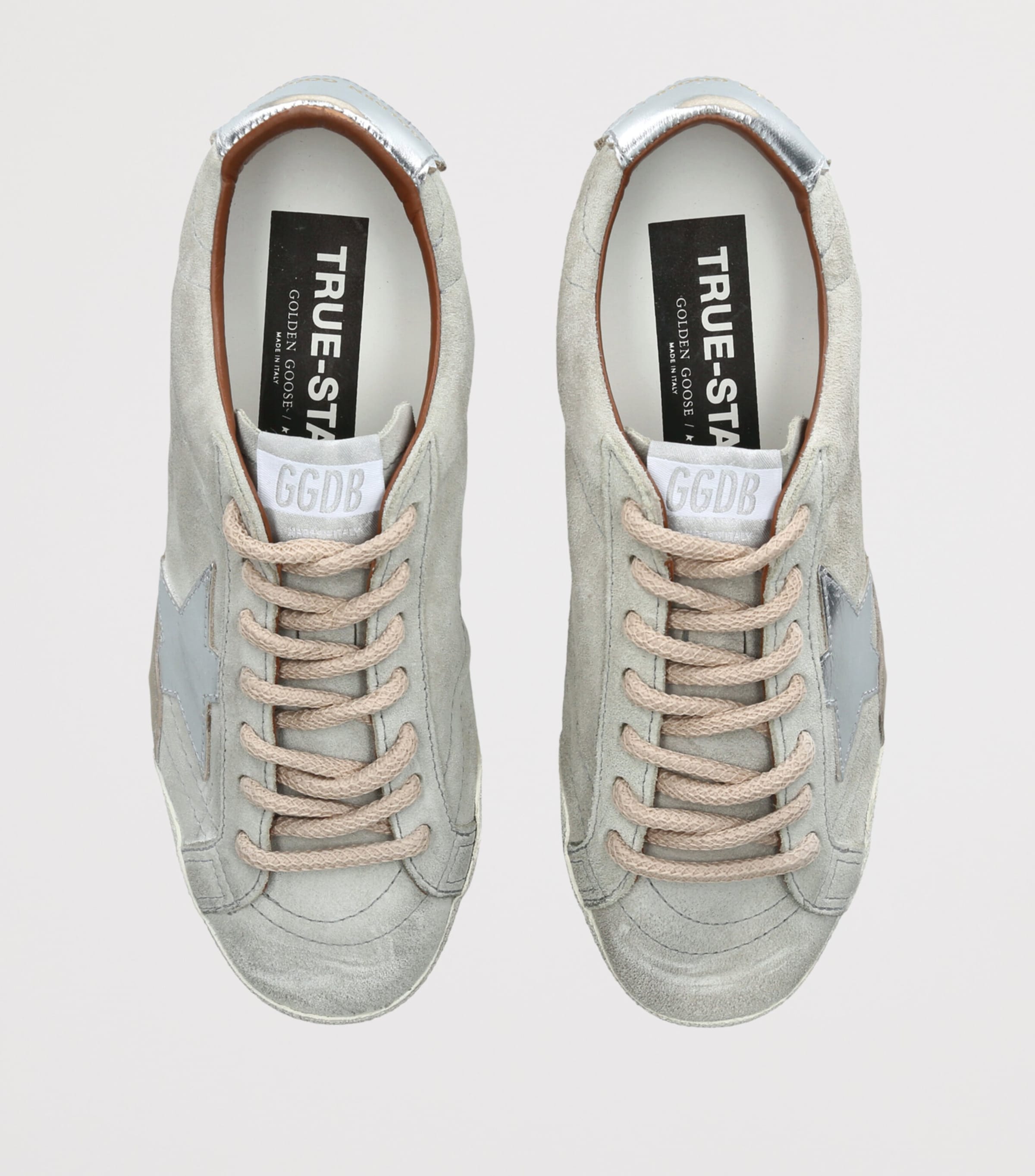 Golden Goose Suede-Leather True Star Sneakers Bone/comb Image 4