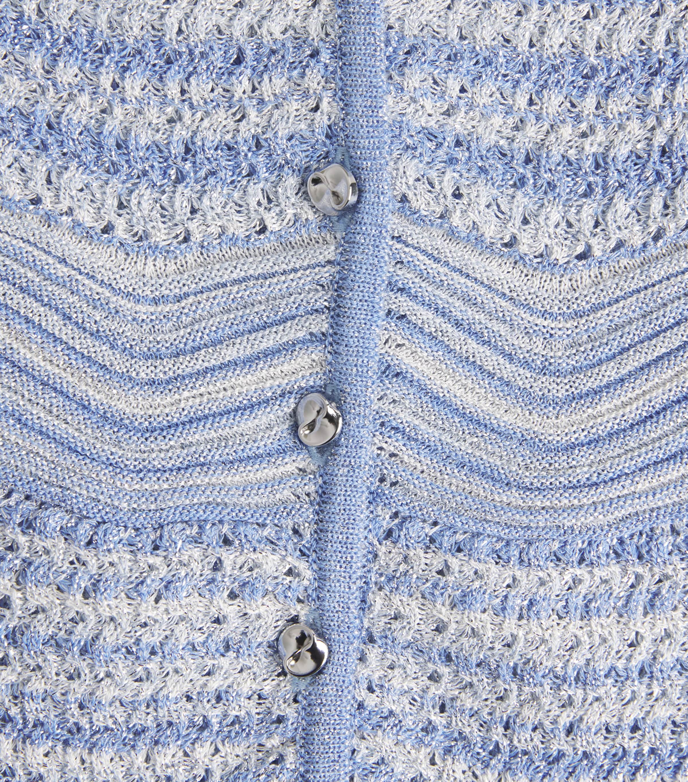 Sandro Paris Womens Metallised Cropped Cardigan Sky Blue Image 6