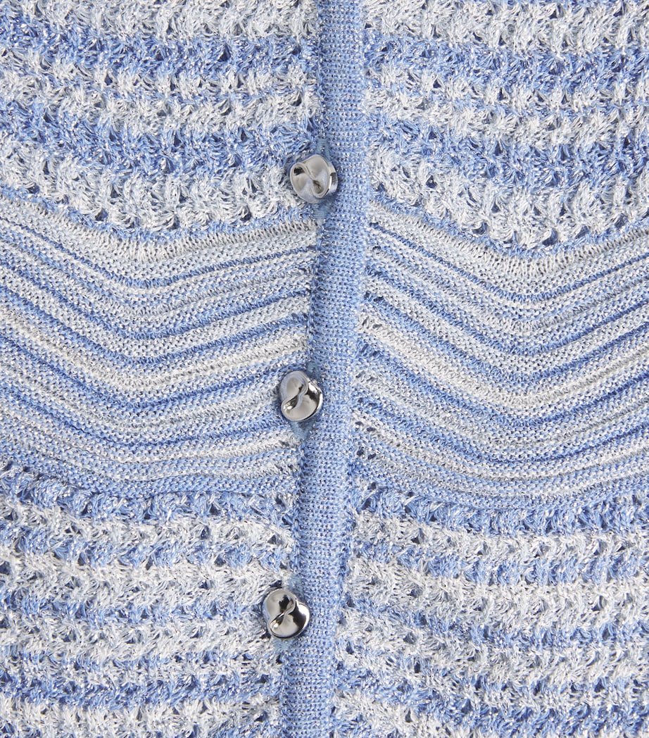 Sandro Paris Womens Metallised Cropped Cardigan Sky Blue Image 6