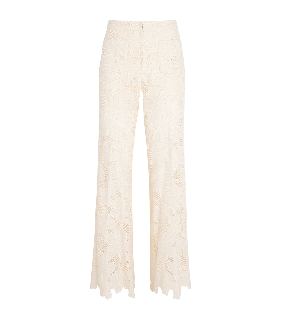Sandro Paris Womens Guipure Lace Tailored Trousers Ecru Image 1