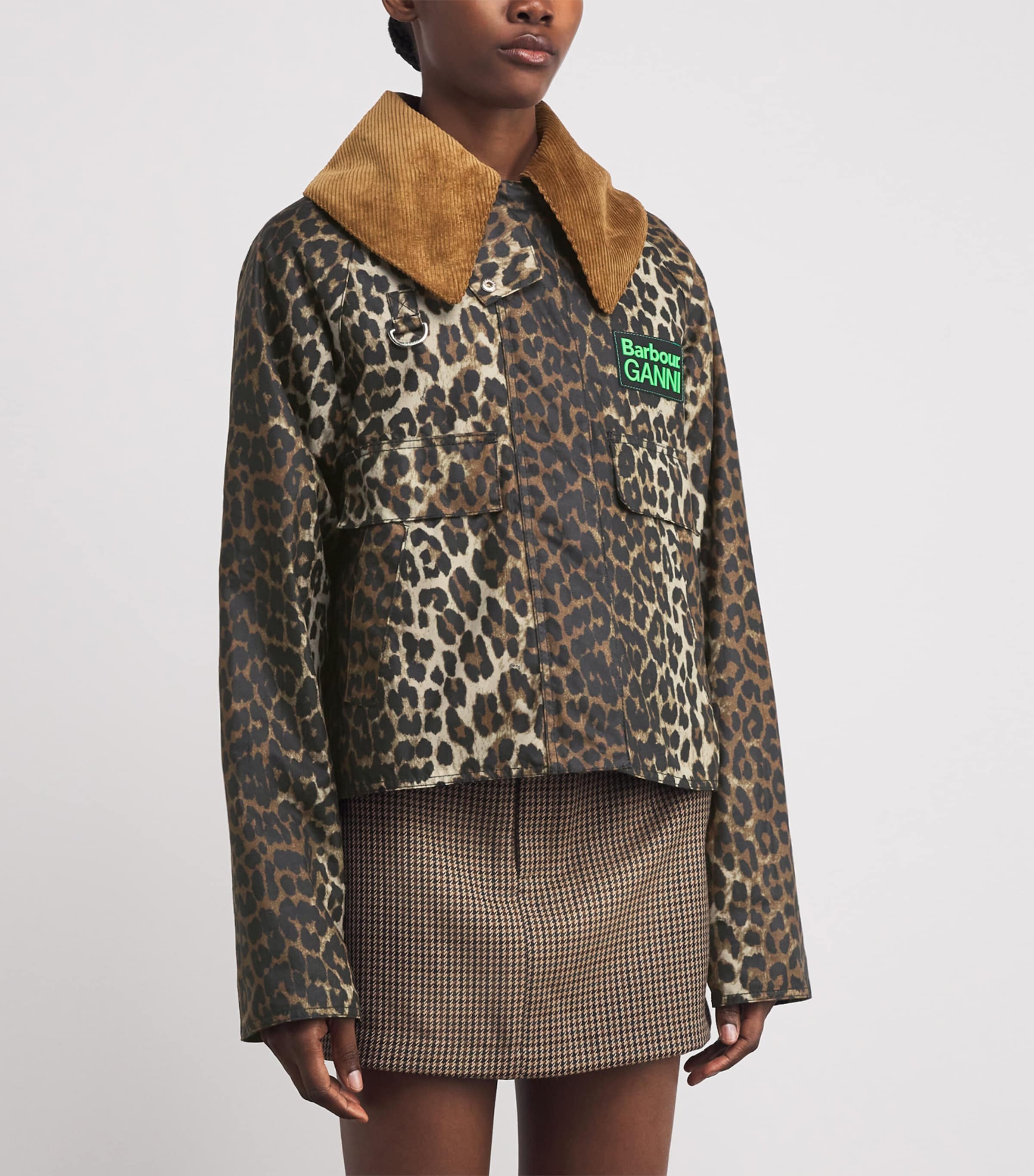 x GANNI Leopard Print Waxed Anorak Jacket LEOPARD PRNT/CLASSIC Image 3