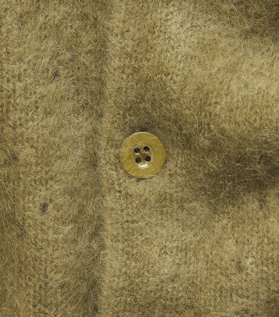 FRAME Womens Cashmere Short-Sleeve Cardigan Deep Olive Image 6