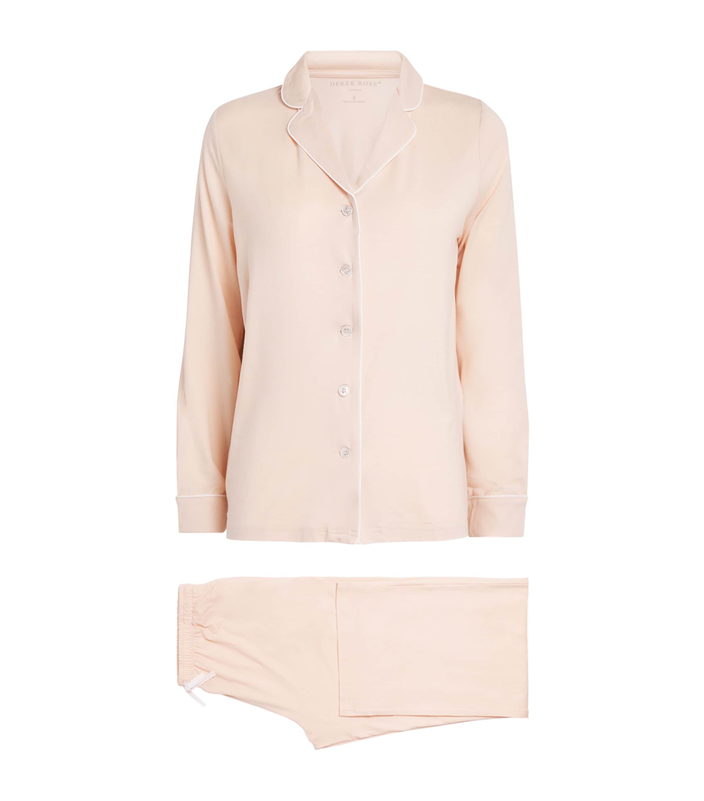 Derek Rose Micro Modal Stretch Lara Pyjama Set In Gold