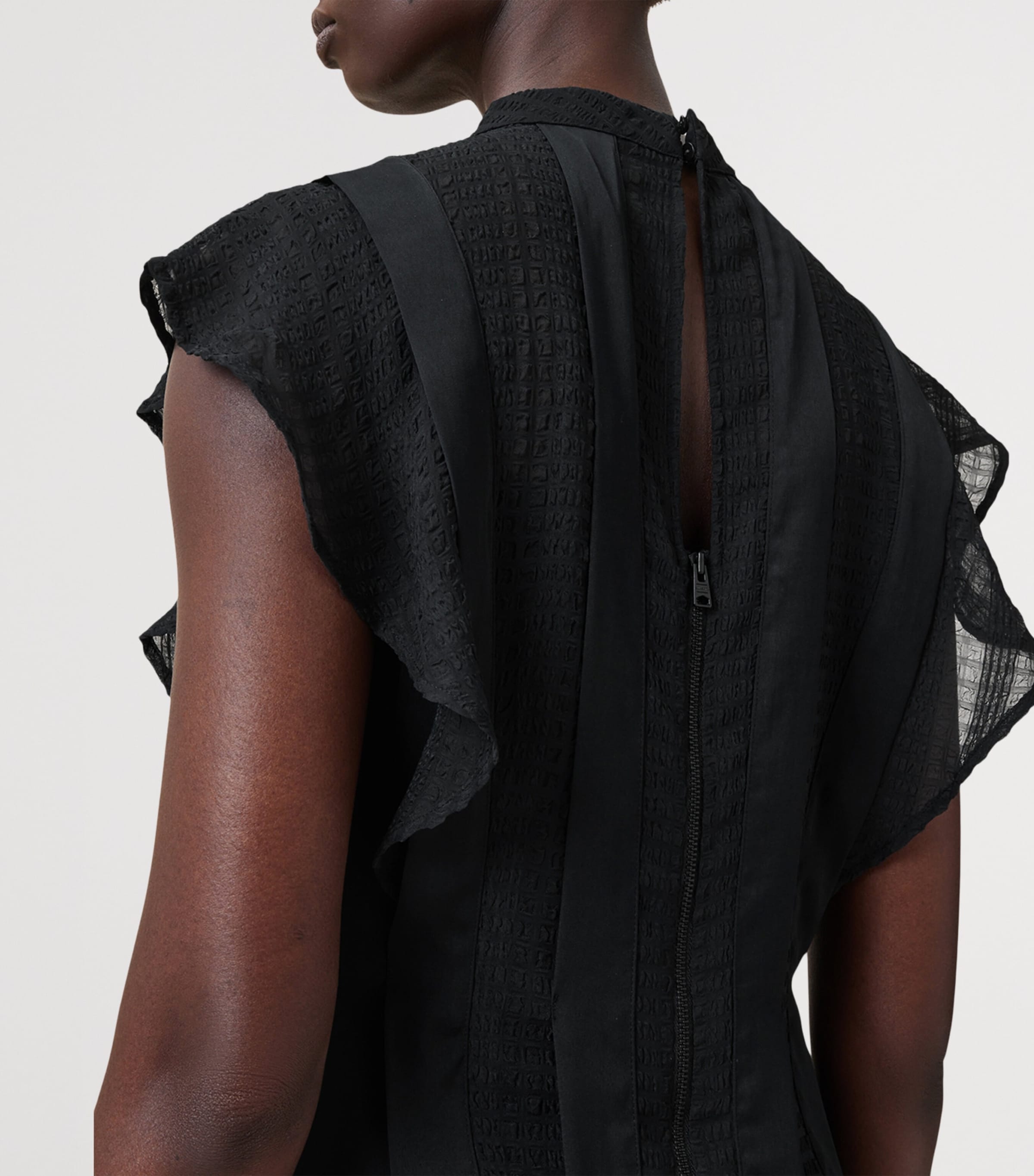 Asymmetric Fleur Dress BLACK Image 7