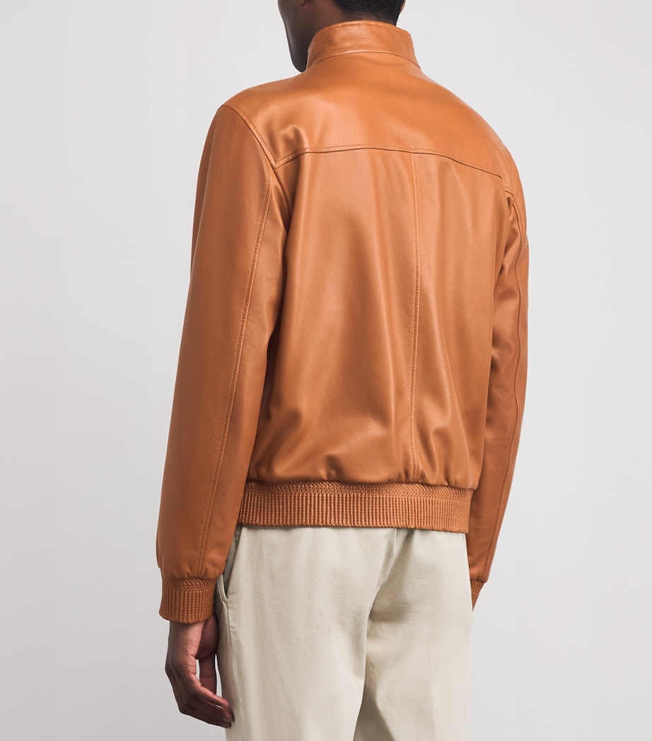Leather Reversible Bomber Jacket COGNAC SCURO/NAT Image 4