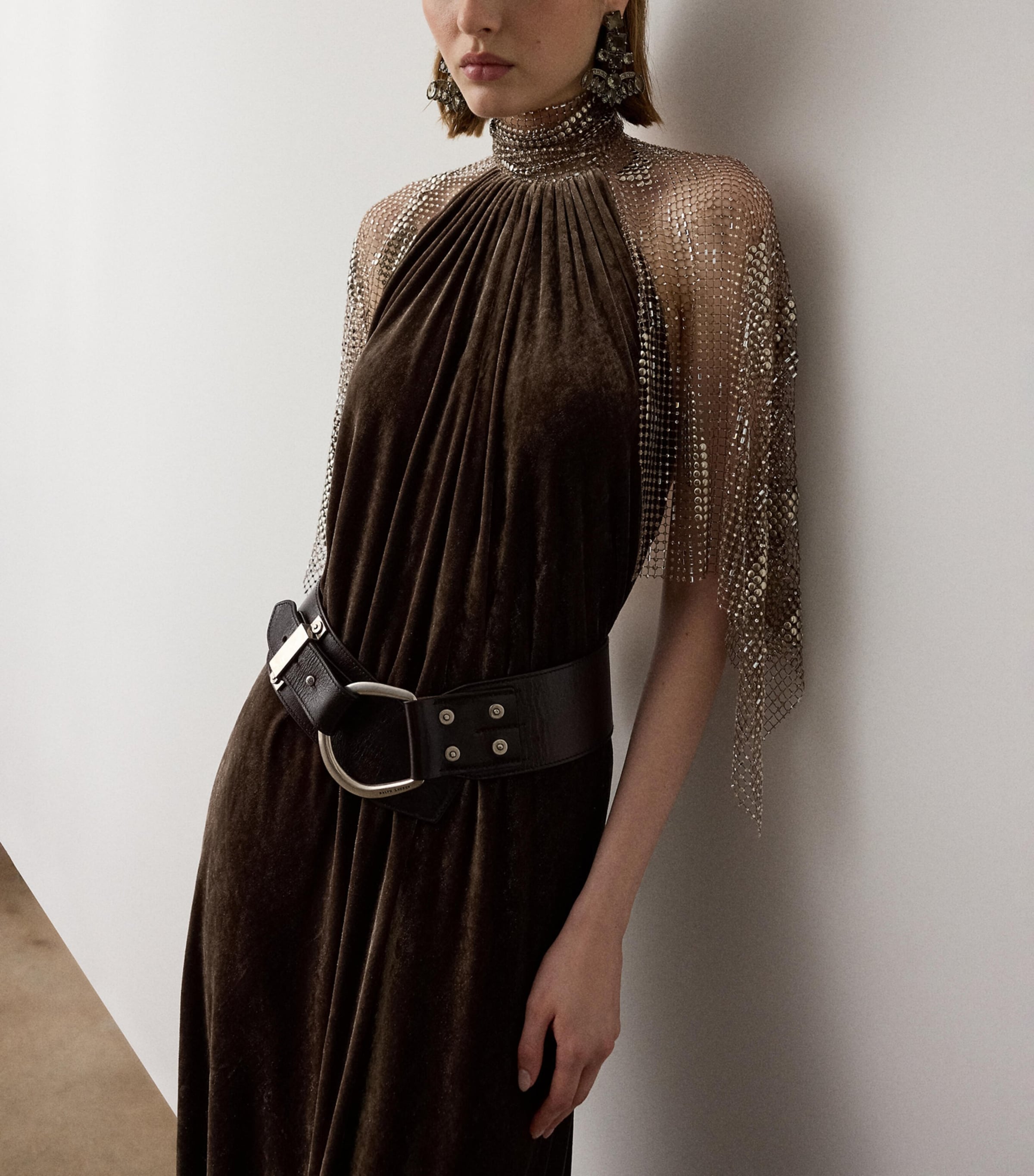 Ralph Lauren Collection Womens Velour Willow Gown Taupe Image 4