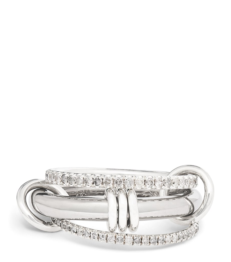 Sterling Silver, Black Gold and Diamond Gemini Ring STERLING SILVER Image 1