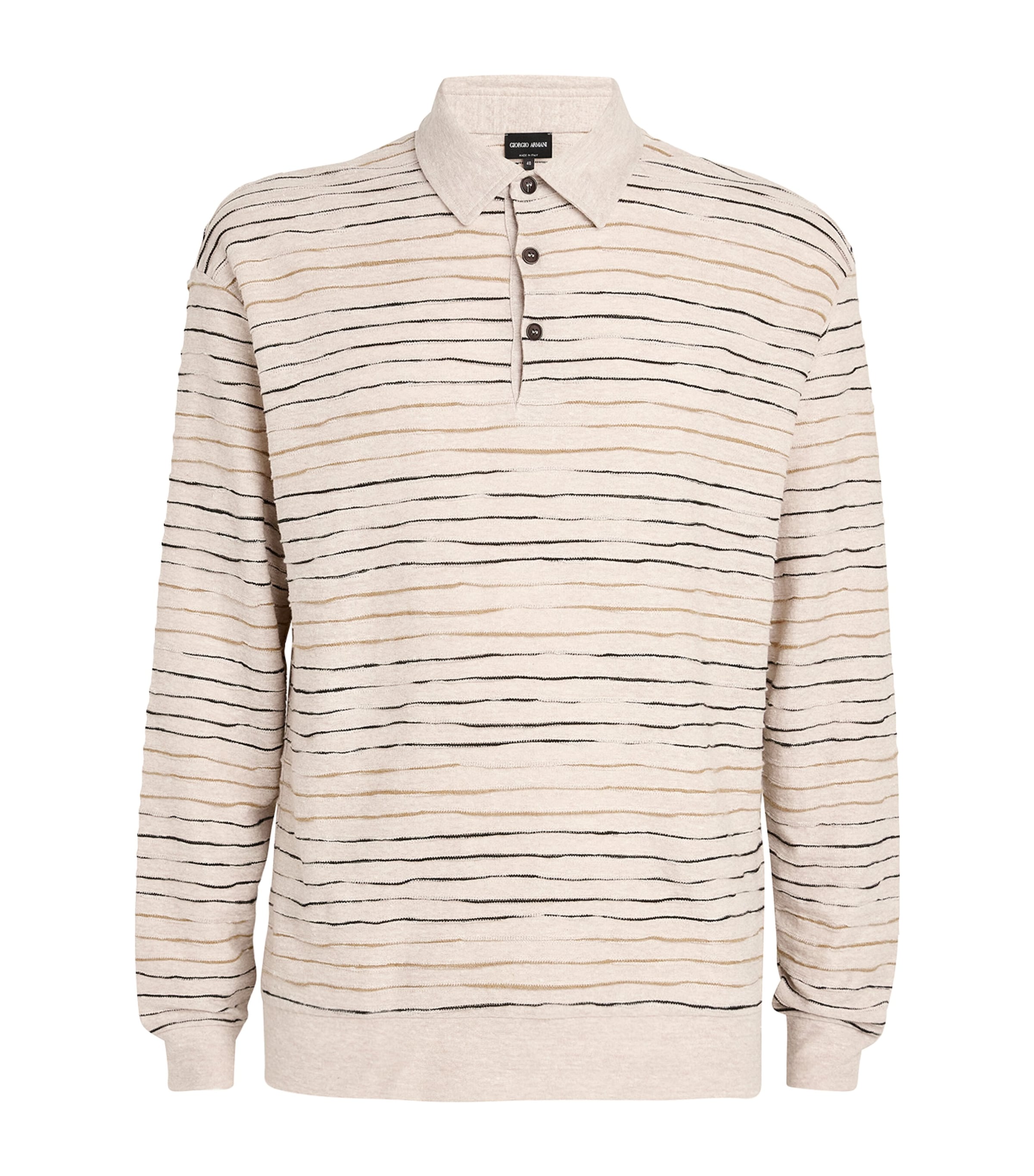 Giorgio Armani Long-sleeve Striped Polo Shirt