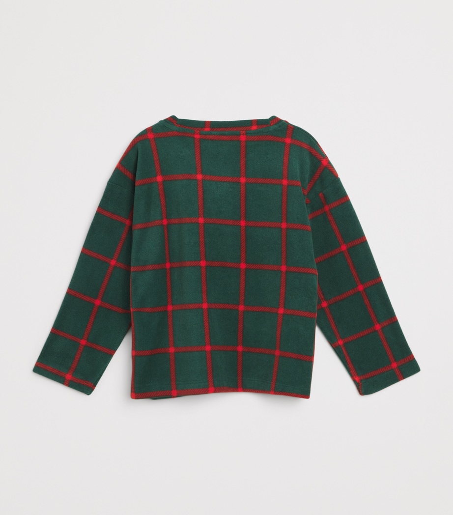 Fleece Plaid Long-Sleeve Top (3-11 Years) GREEN Image 2