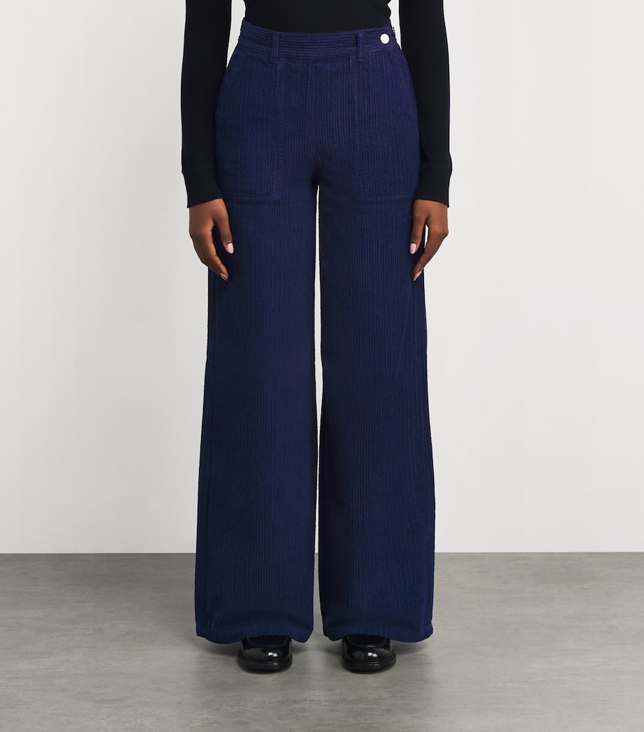 Corduroy Wide-Leg Trousers CHINA BLUE Image 3