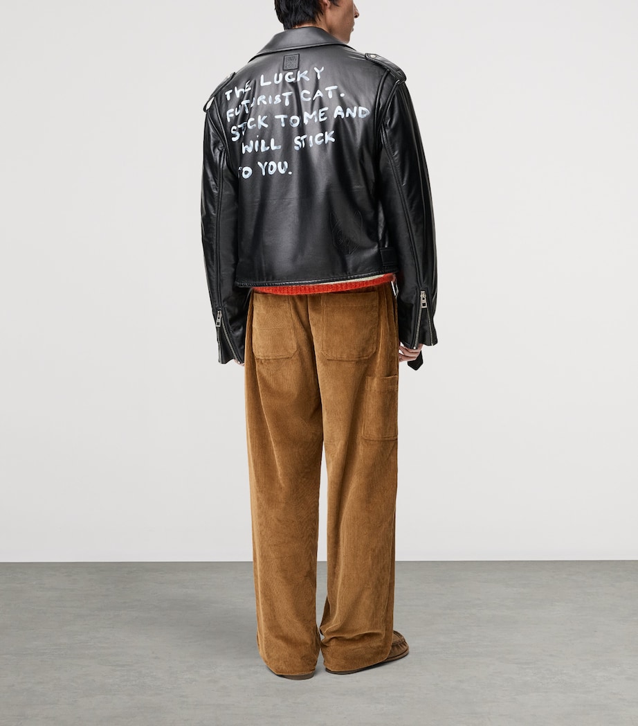 Quote Leather Biker Jacket BLACK Image 4