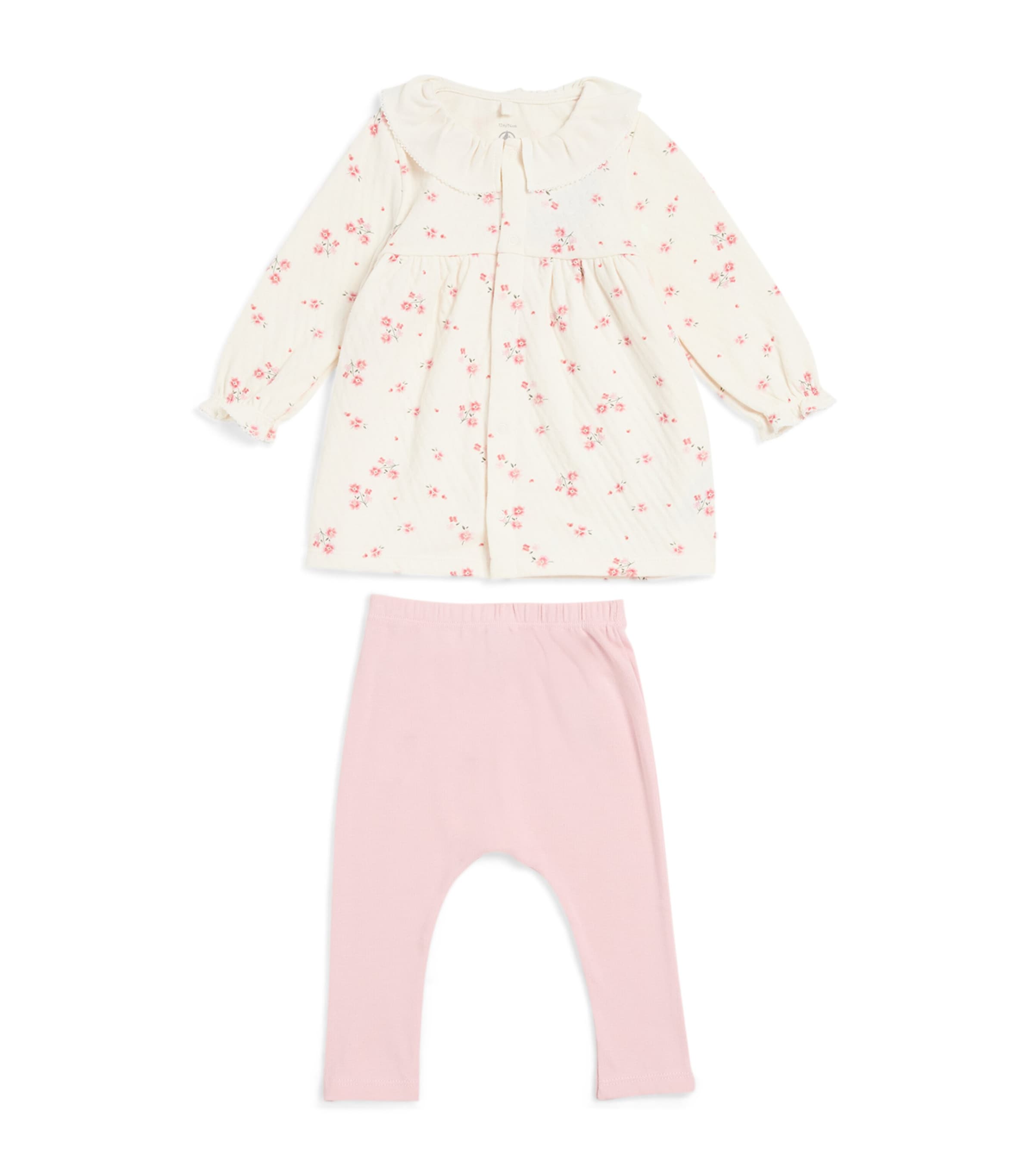 Petit Bateau Cotton Floral Dress and Leggings Set (3-18 Months) Image 1
