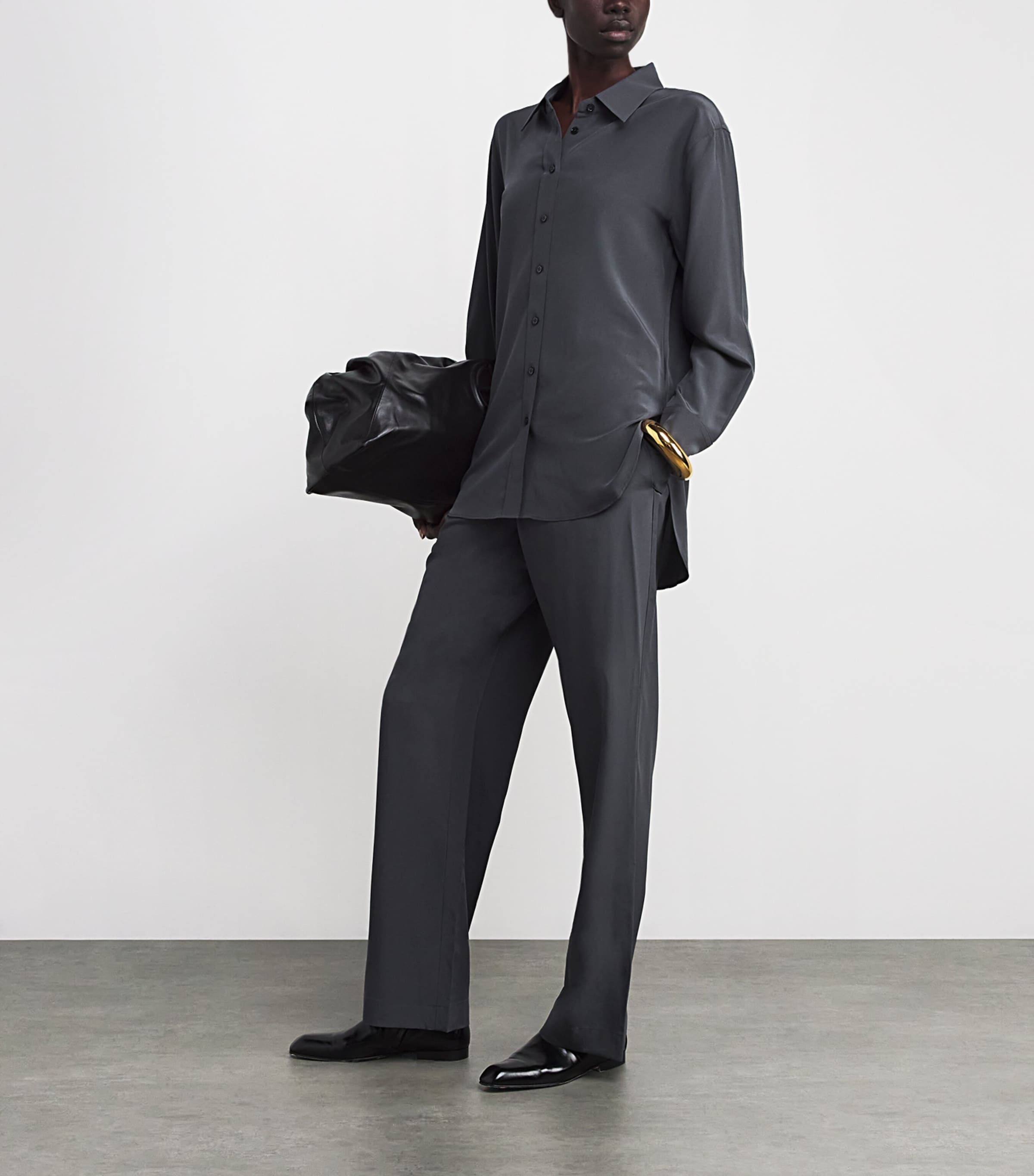 Silk Crepe de Chine Joe Blouse SMOKE Image 2