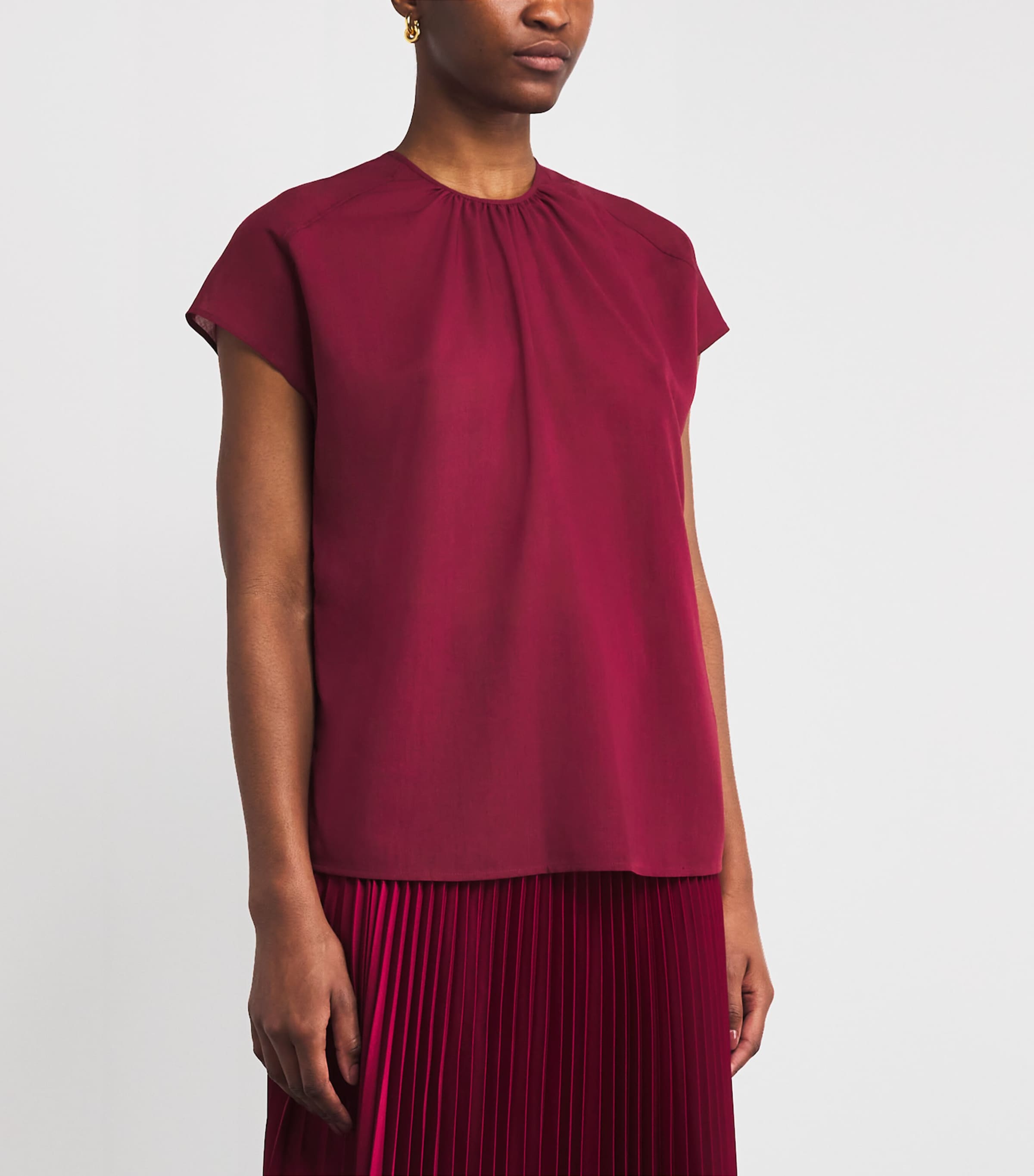 Wool-Blend Sheer Broca Blouse RUBY Image 3