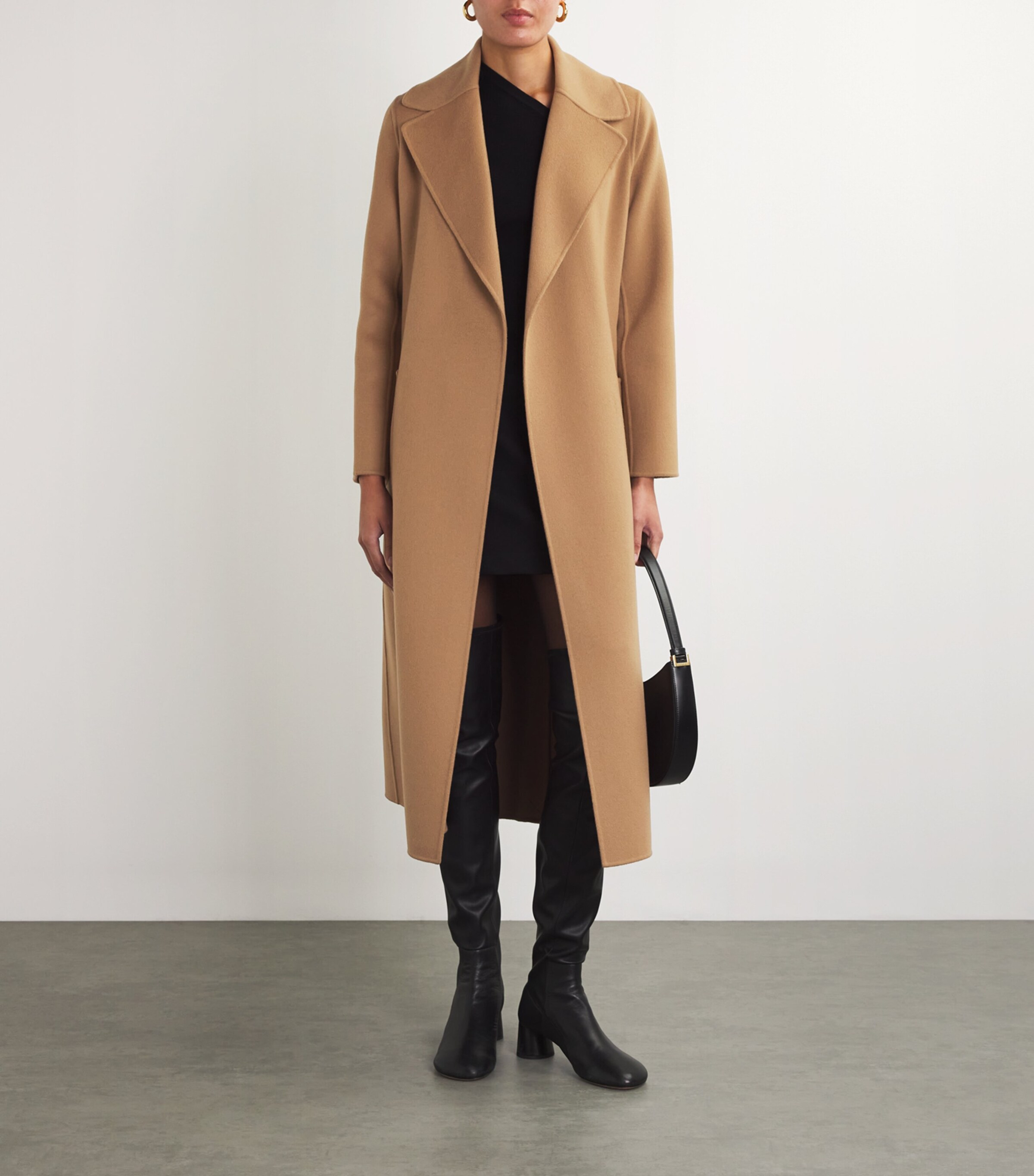 Max Mara Womens Virgin Wool Belted Paolore Coat Camel Image 2