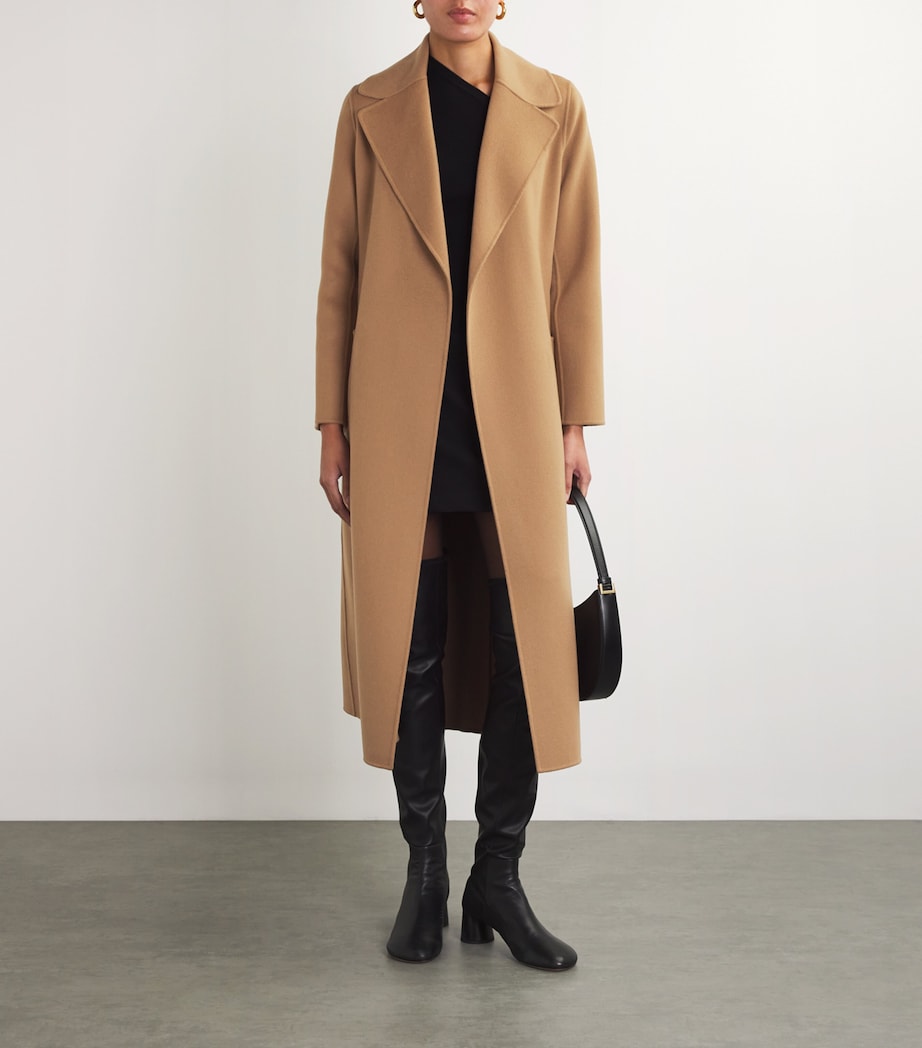 Max Mara Womens Virgin Wool Belted Paolore Coat Camel Image 2